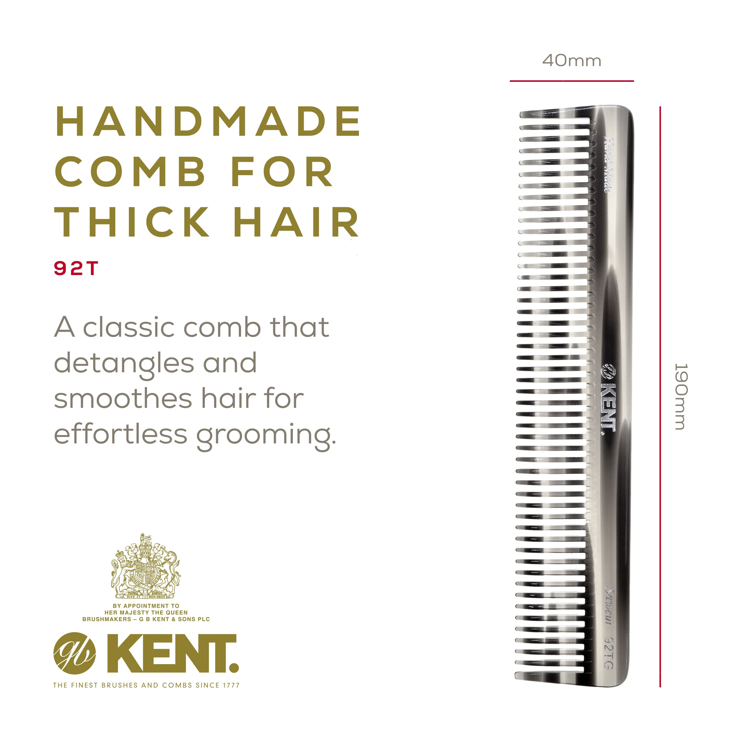 7.5 Wide Tooth Detangler Comb for Thick Hair - Image 2