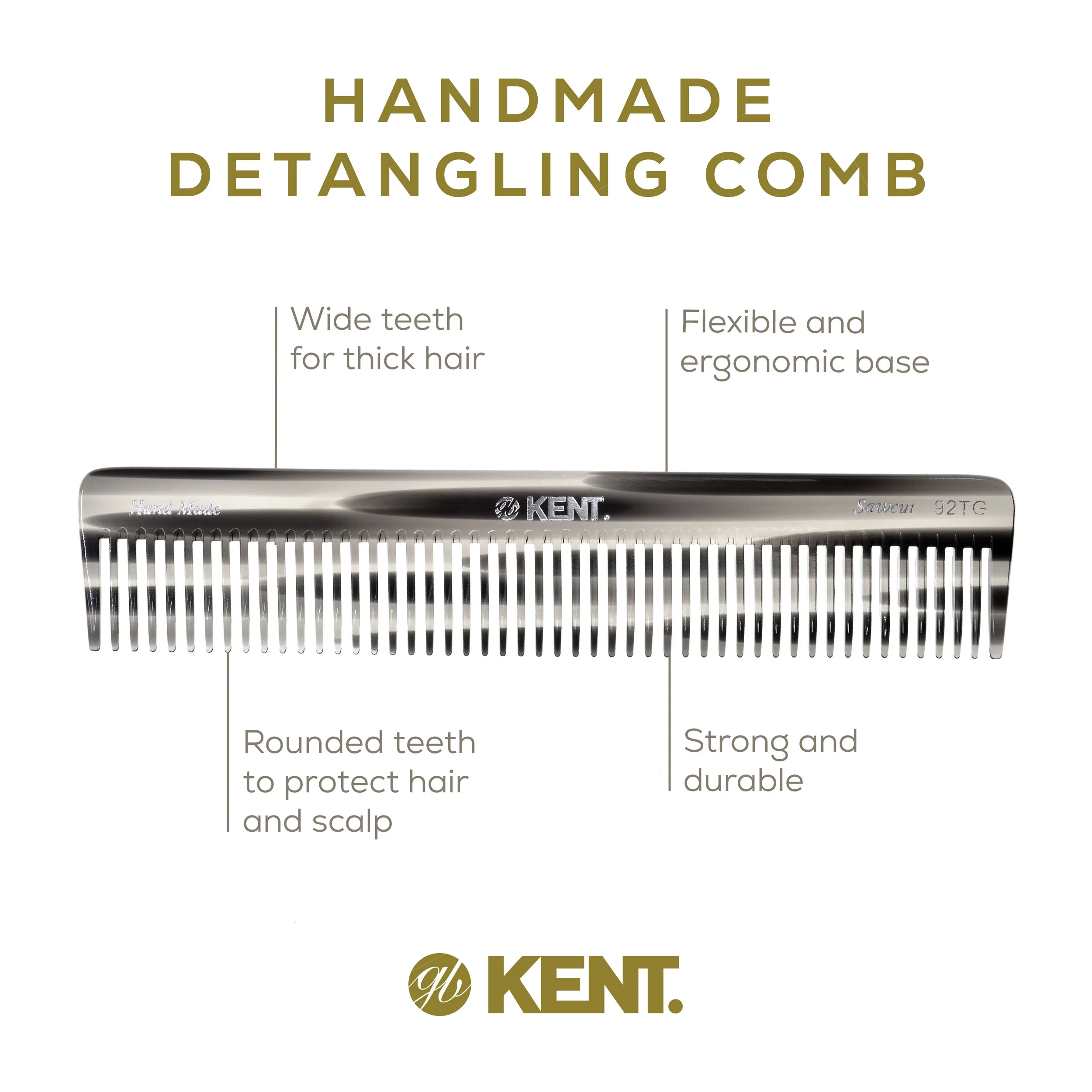 7.5 Wide Tooth Detangler Comb for Thick Hair - Image 4