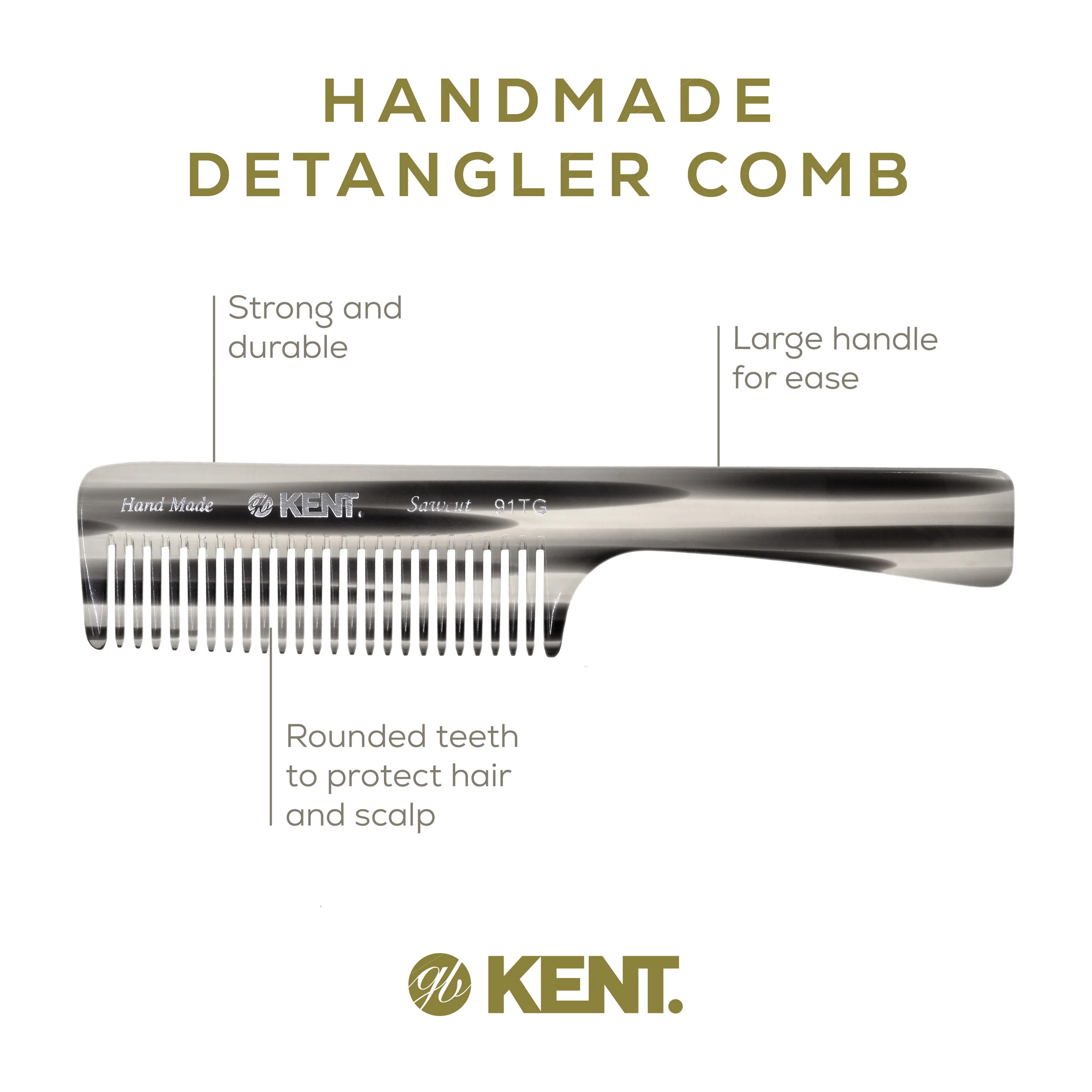 7.5 Wide Tooth Detangler Comb with Handle - Image 10