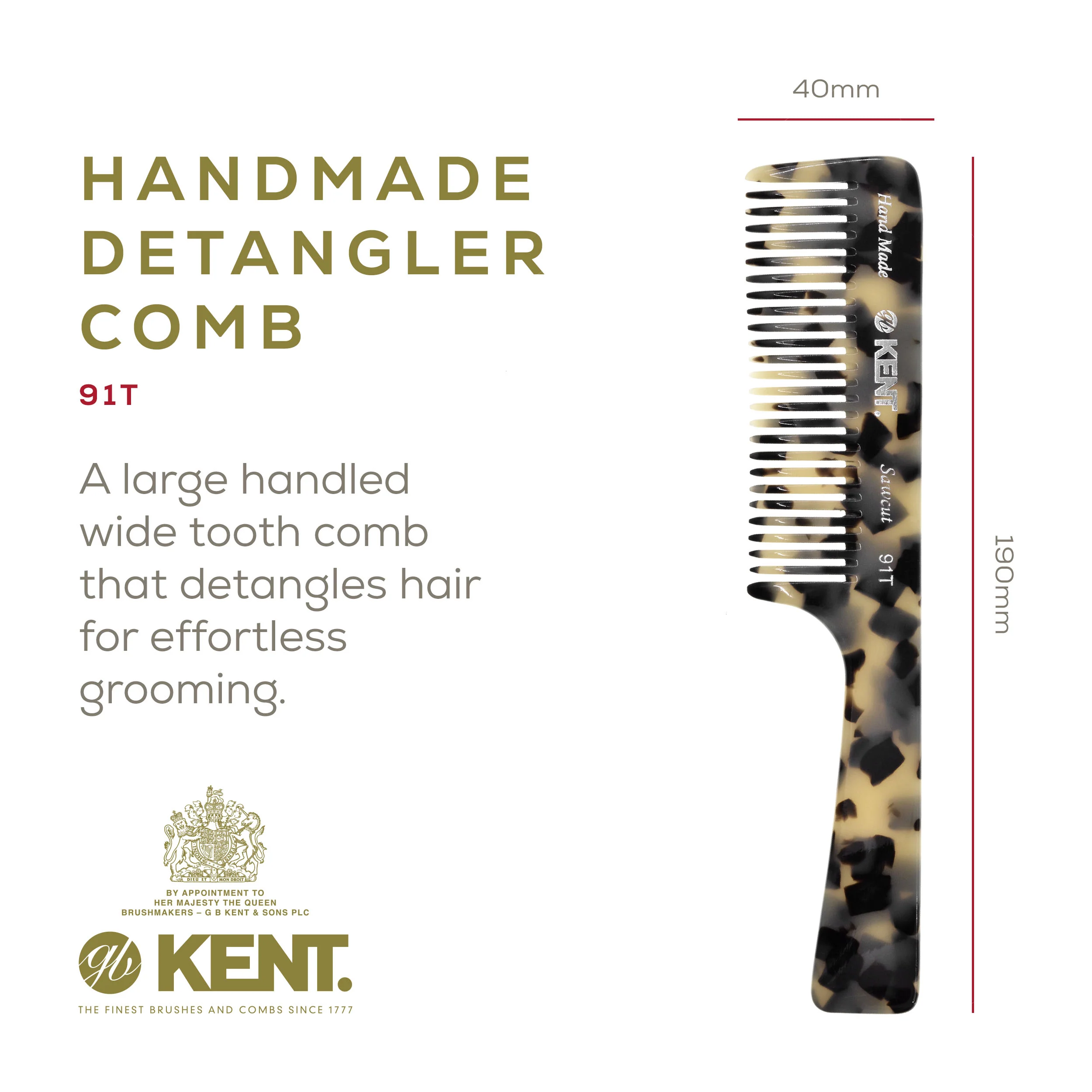 7.5 Wide Tooth Detangler Comb with Handle - Image 14