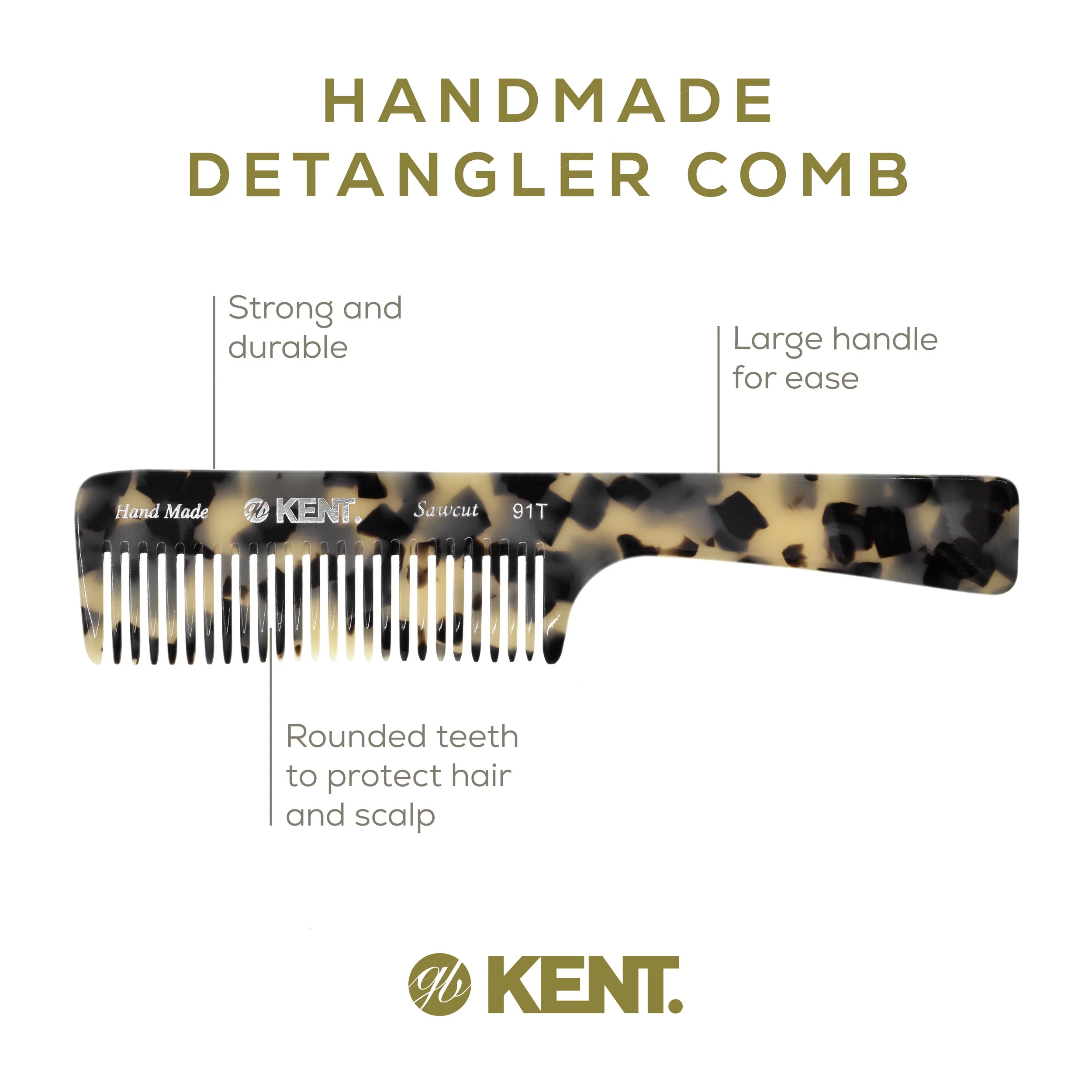 7.5 Wide Tooth Detangler Comb with Handle - Image 16