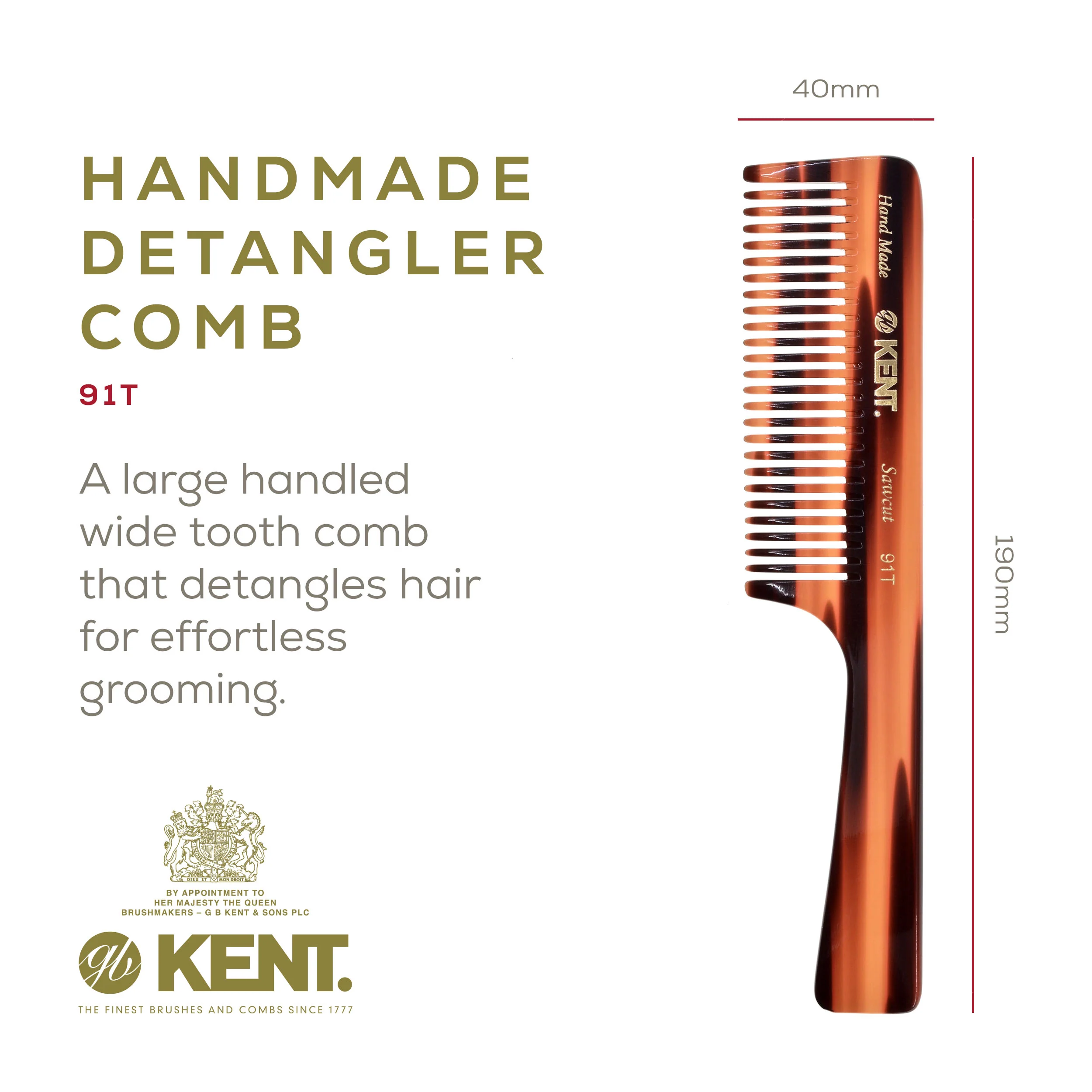 7.5 Wide Tooth Detangler Comb with Handle - Image 20