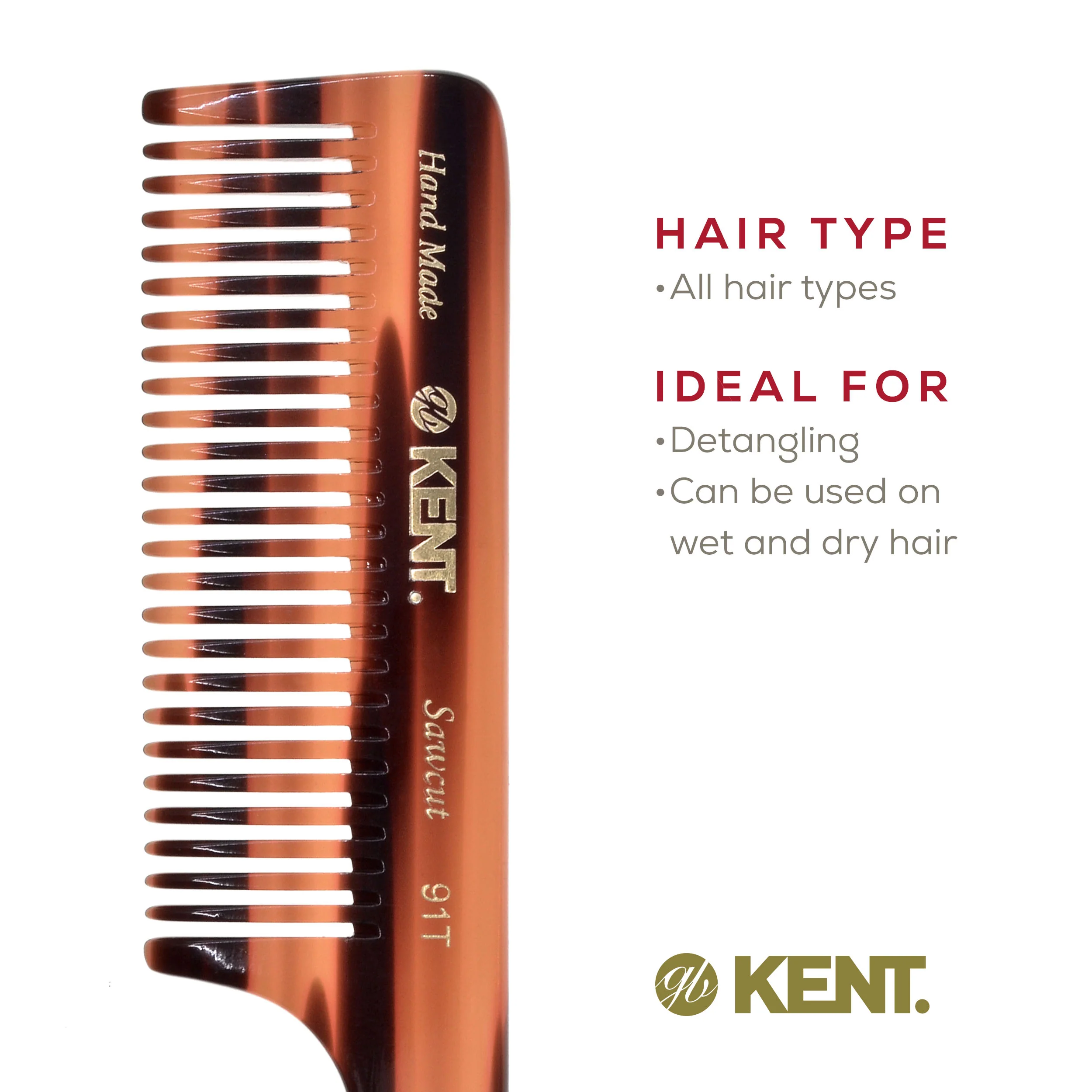 7.5 Wide Tooth Detangler Comb with Handle - Image 24