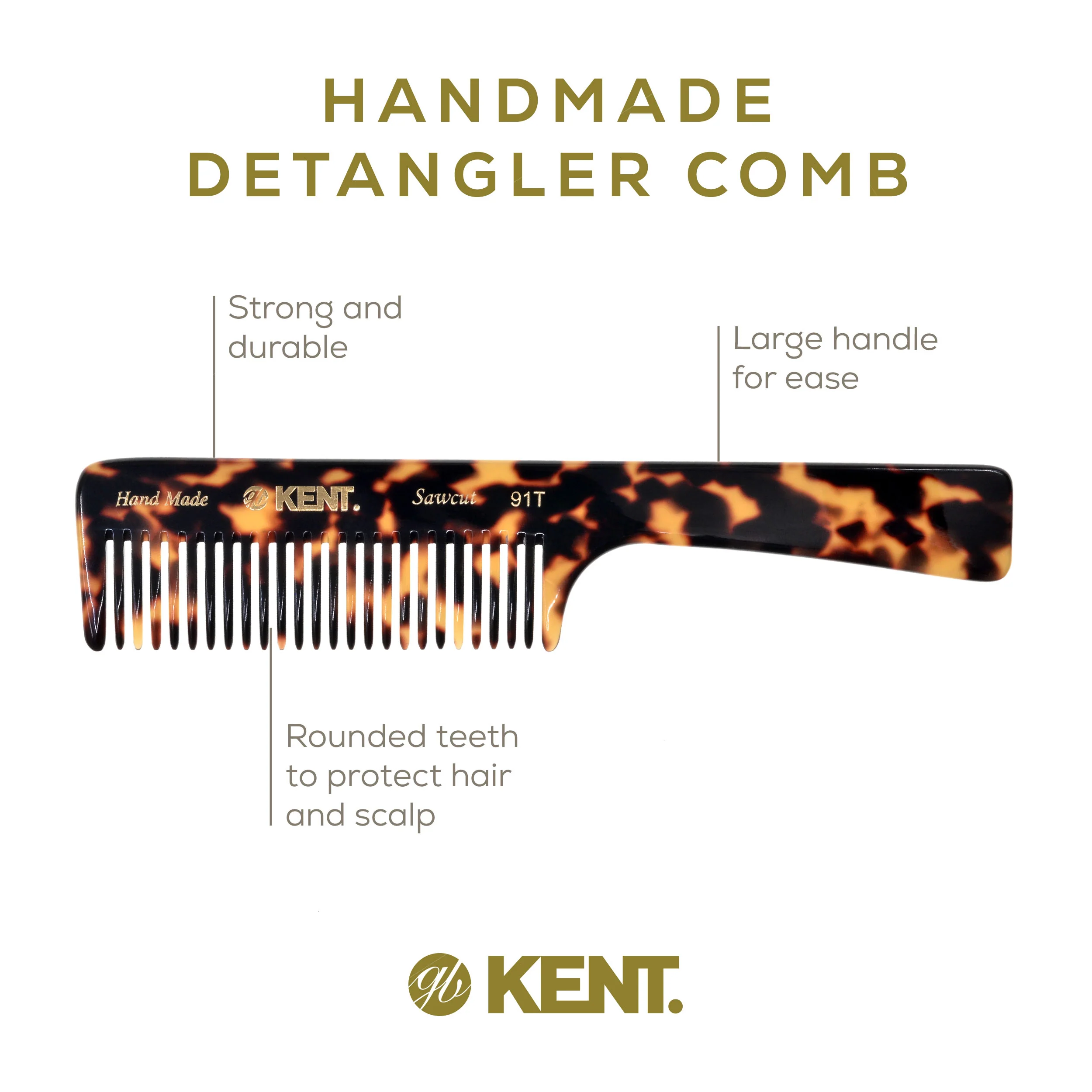 7.5 Wide Tooth Detangler Comb with Handle - Image 4
