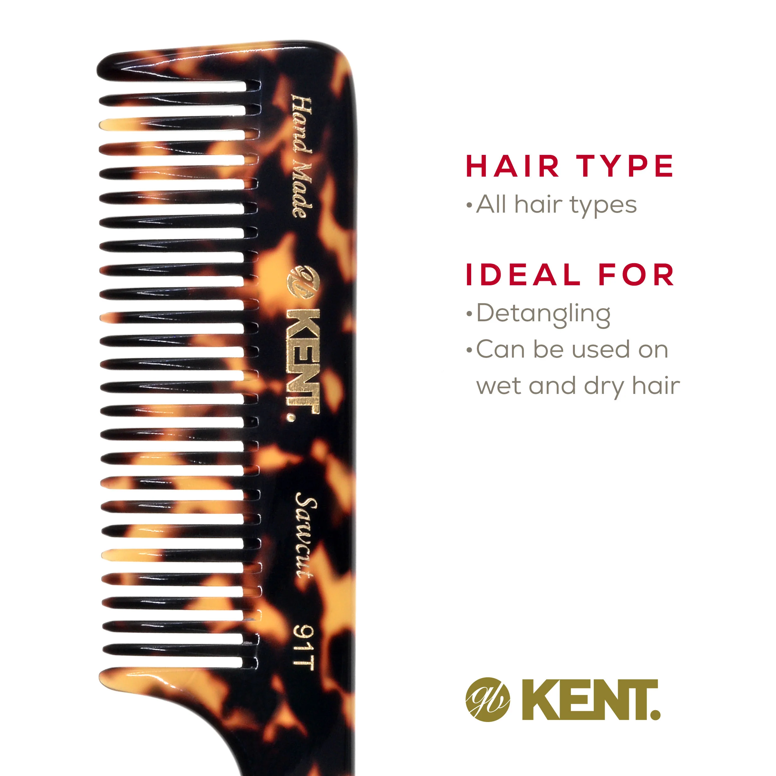 7.5 Wide Tooth Detangler Comb with Handle - Image 6
