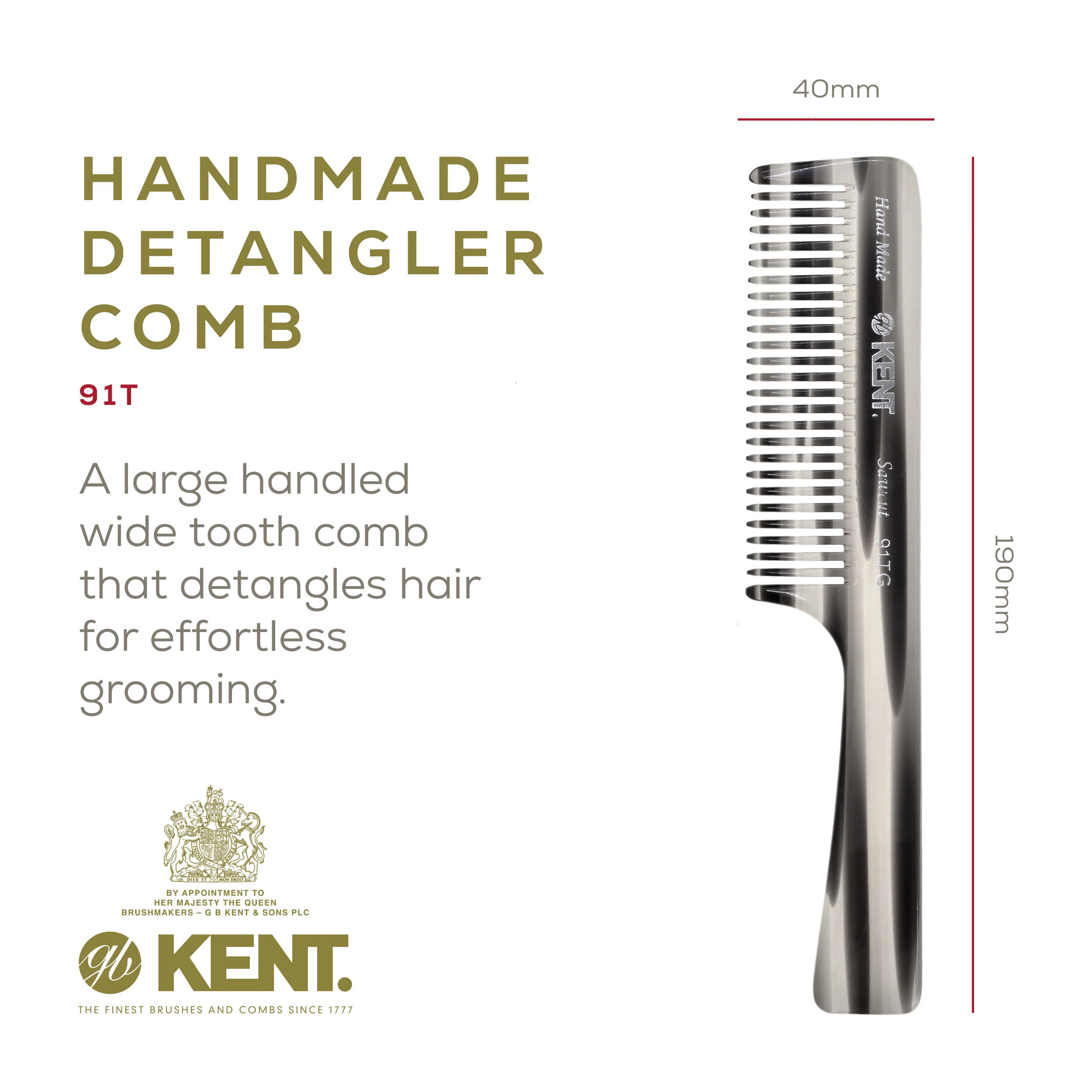 7.5 Wide Tooth Detangler Comb with Handle - Image 8