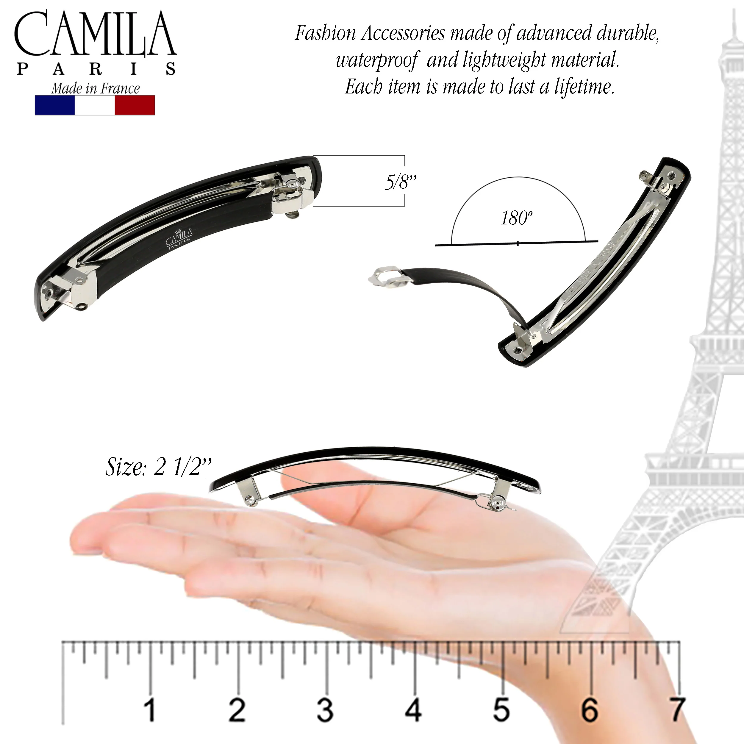 Camila Paris AD819 Round Edge No-Slip Barrette - Image 2