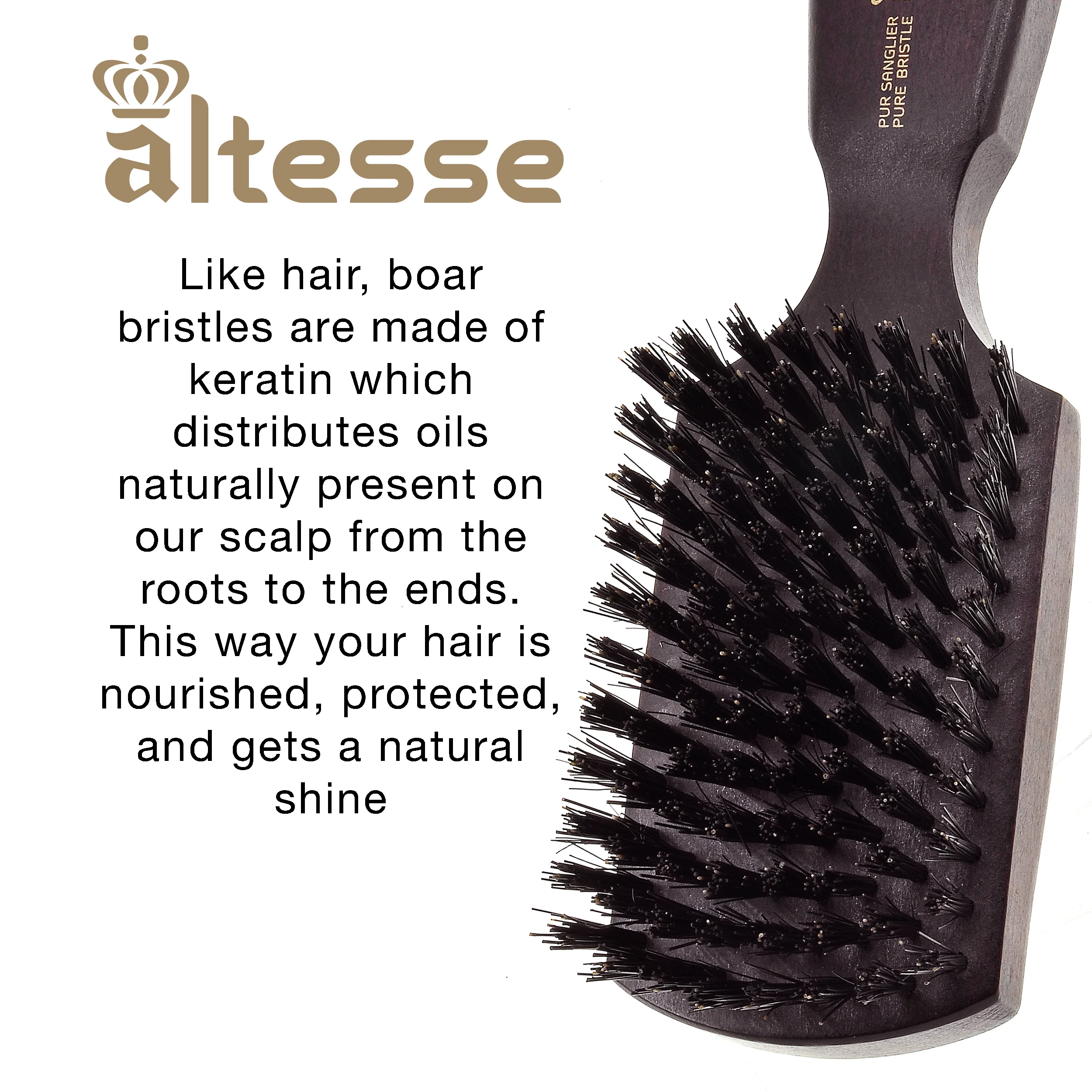 Boar Bristle Hair, Beard, and Mustache Club Brush - Image 3