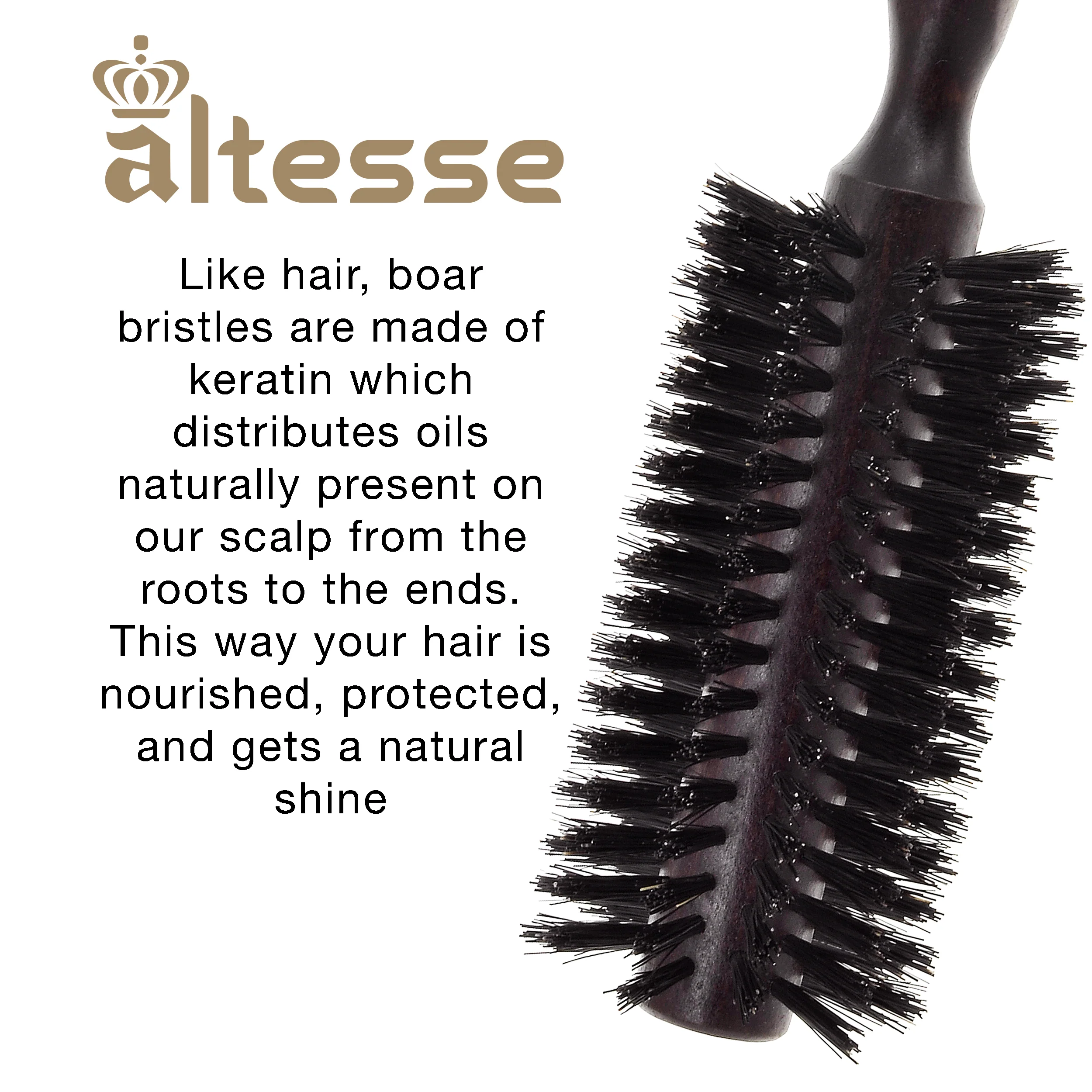 Boar Bristle Round Brush Handmade in France - Image 10