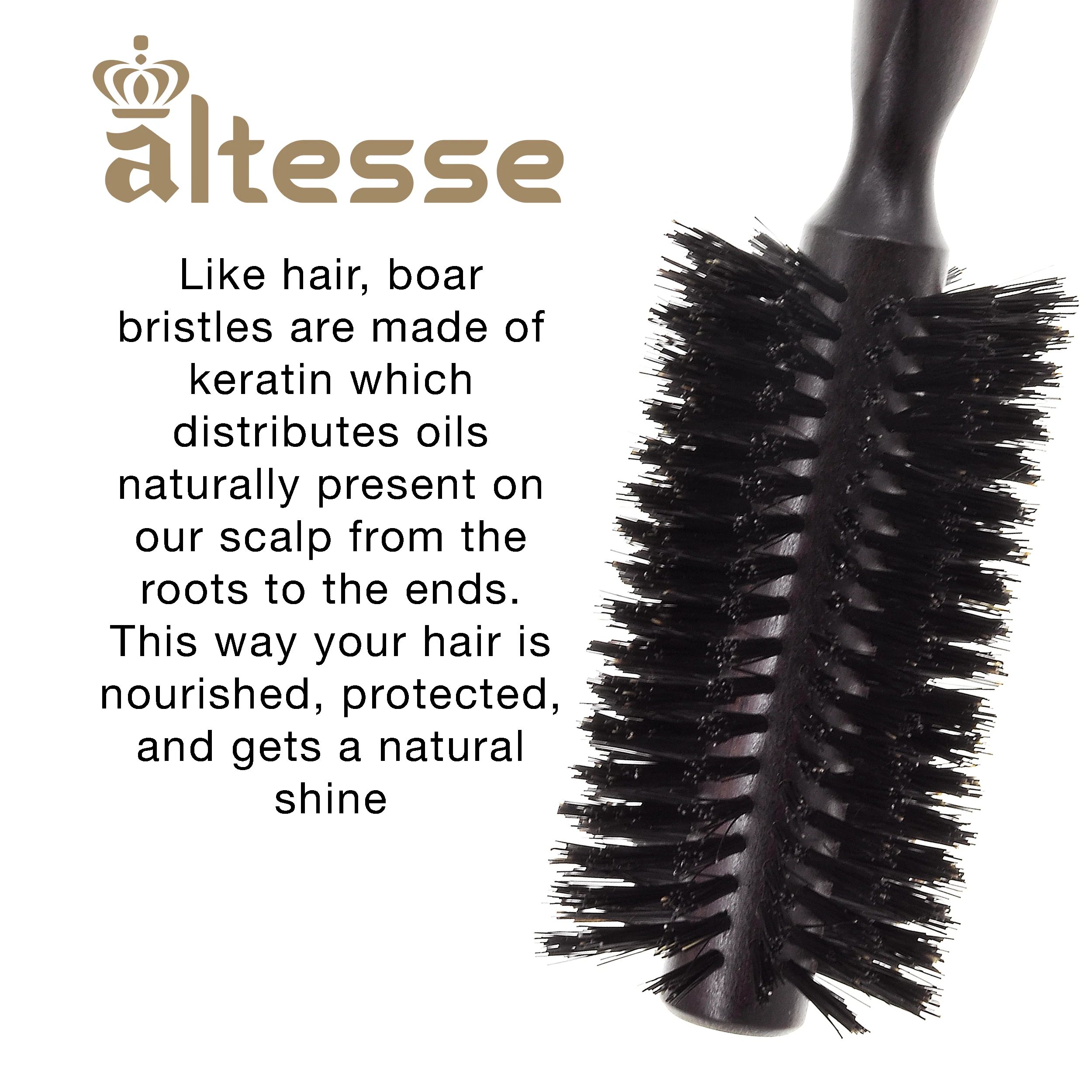 Boar Bristle Round Brush Handmade in France - Image 16