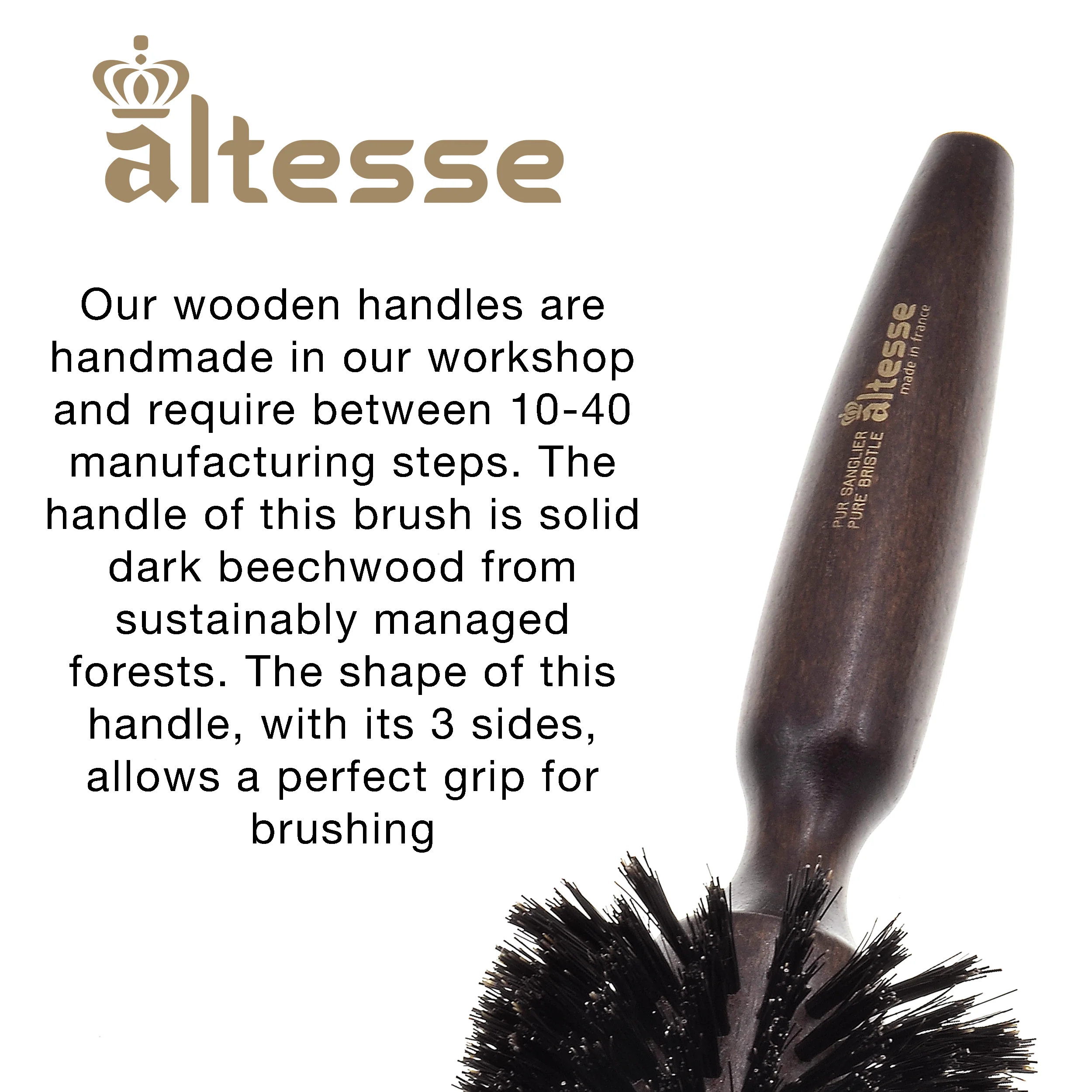 Boar Bristle Round Brush Handmade in France - Image 21