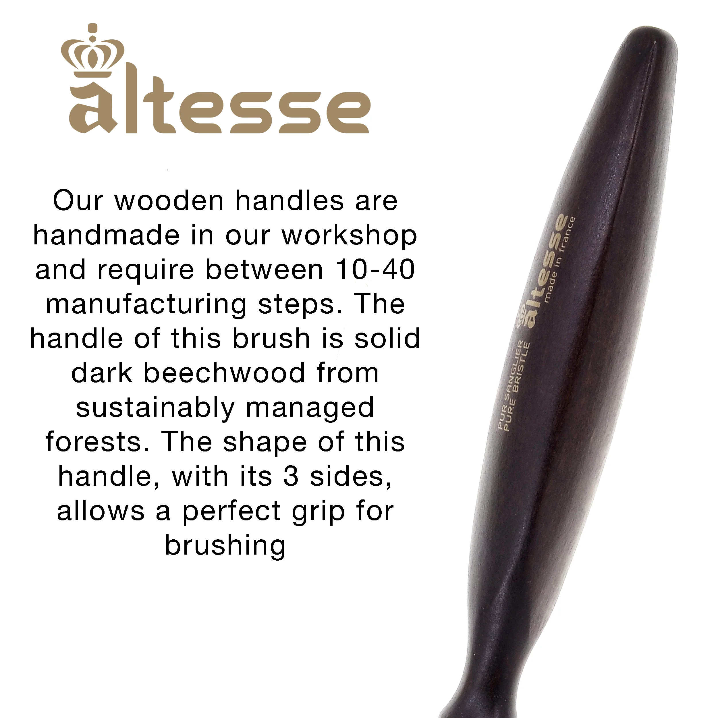Boar Bristle Round Brush Handmade in France - Image 3
