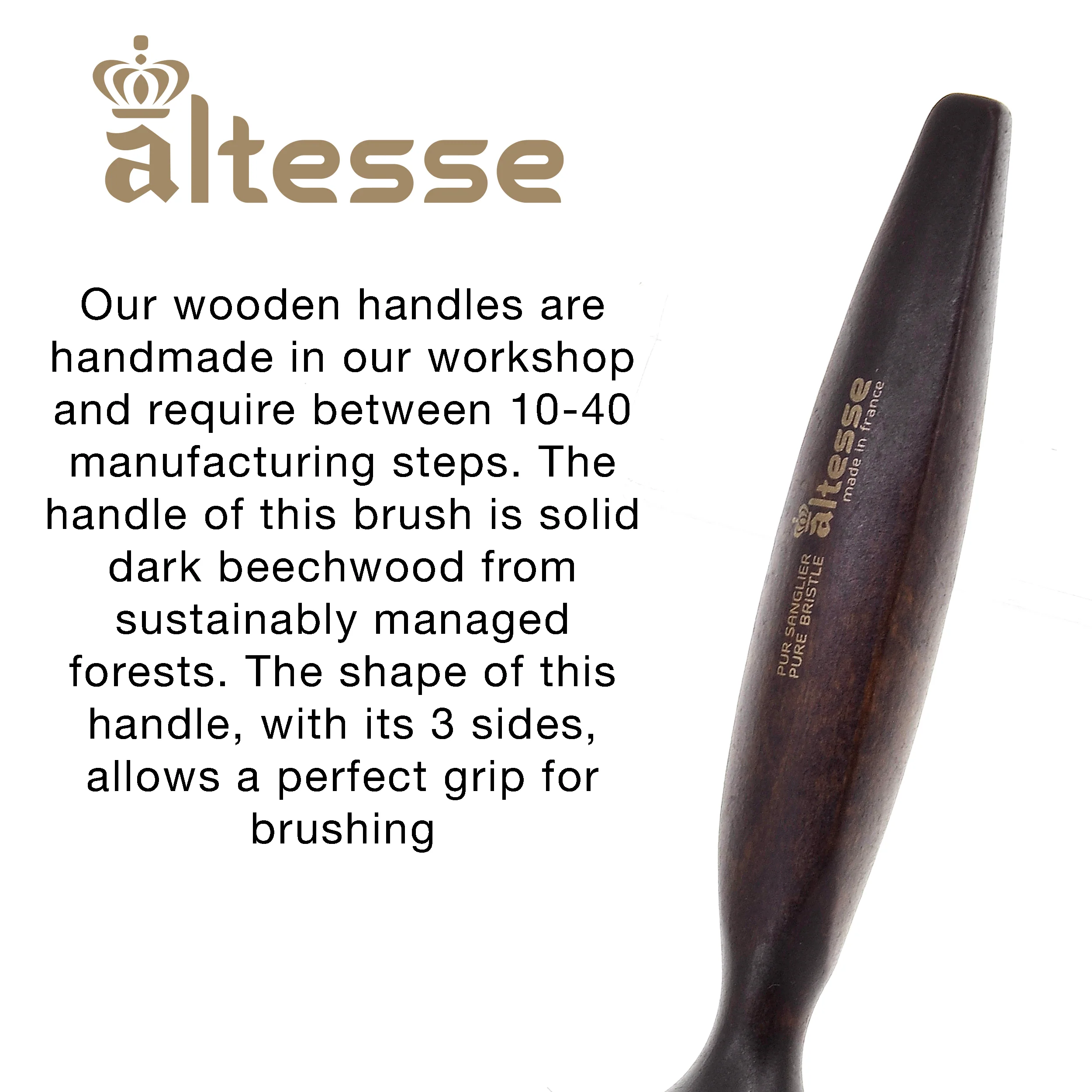 Boar Bristle Round Brush Handmade in France - Image 9