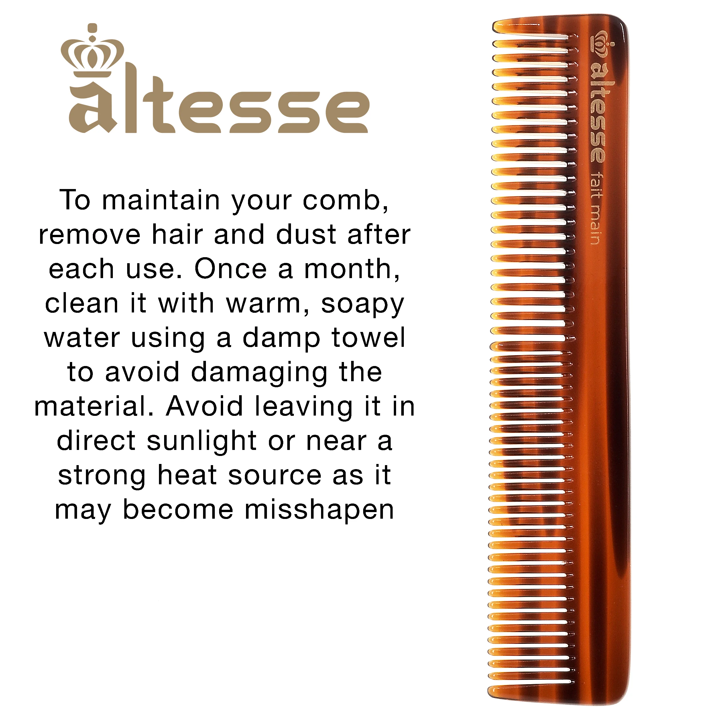 Fine Tooth Tortoiseshell Pocket Styling Comb (5.5") - Image 3
