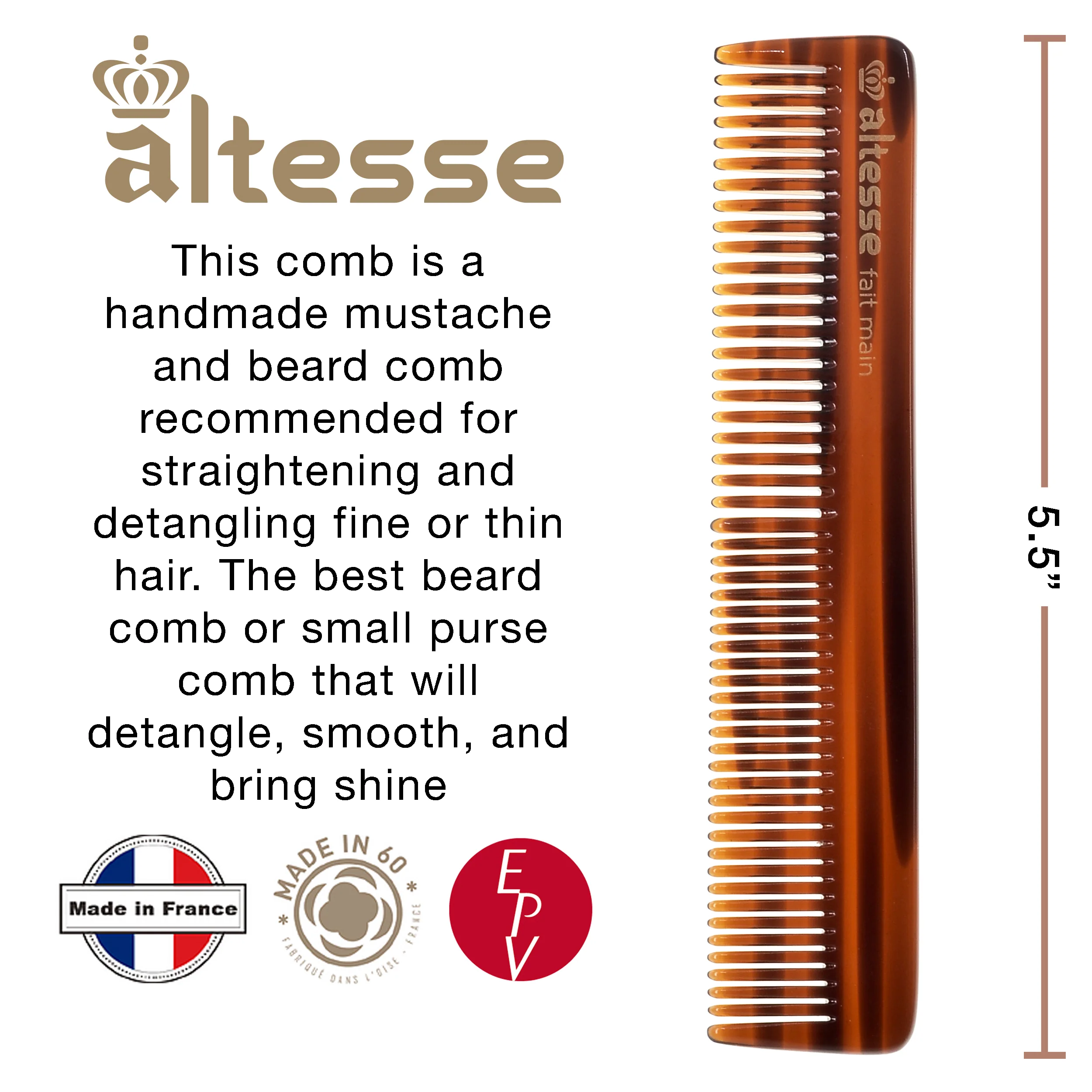 Fine Tooth Tortoiseshell Pocket Styling Comb (5.5") - Image 7