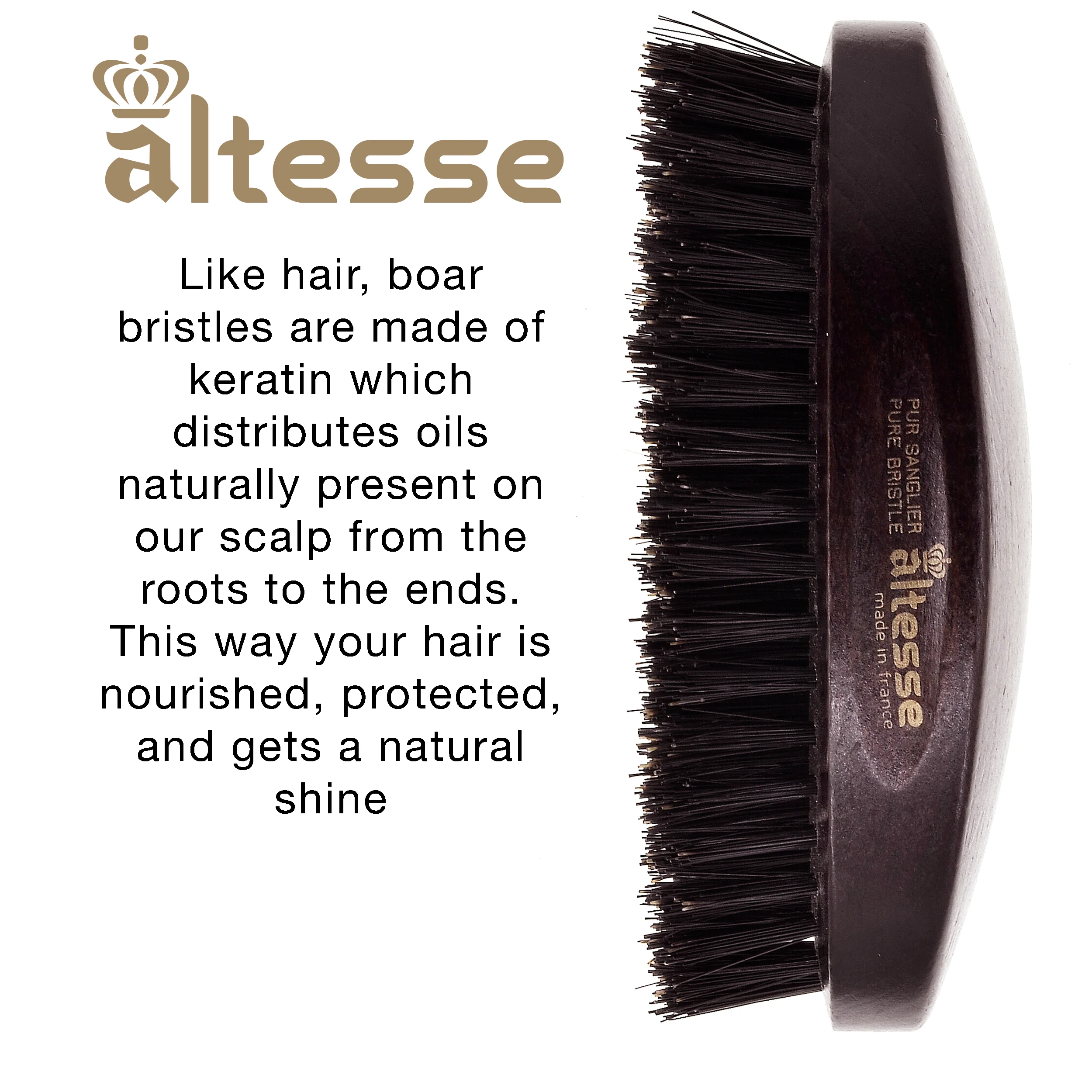 Military Boar Bristle Hair Brush for Hair, Beard, and Mustache - Image 3