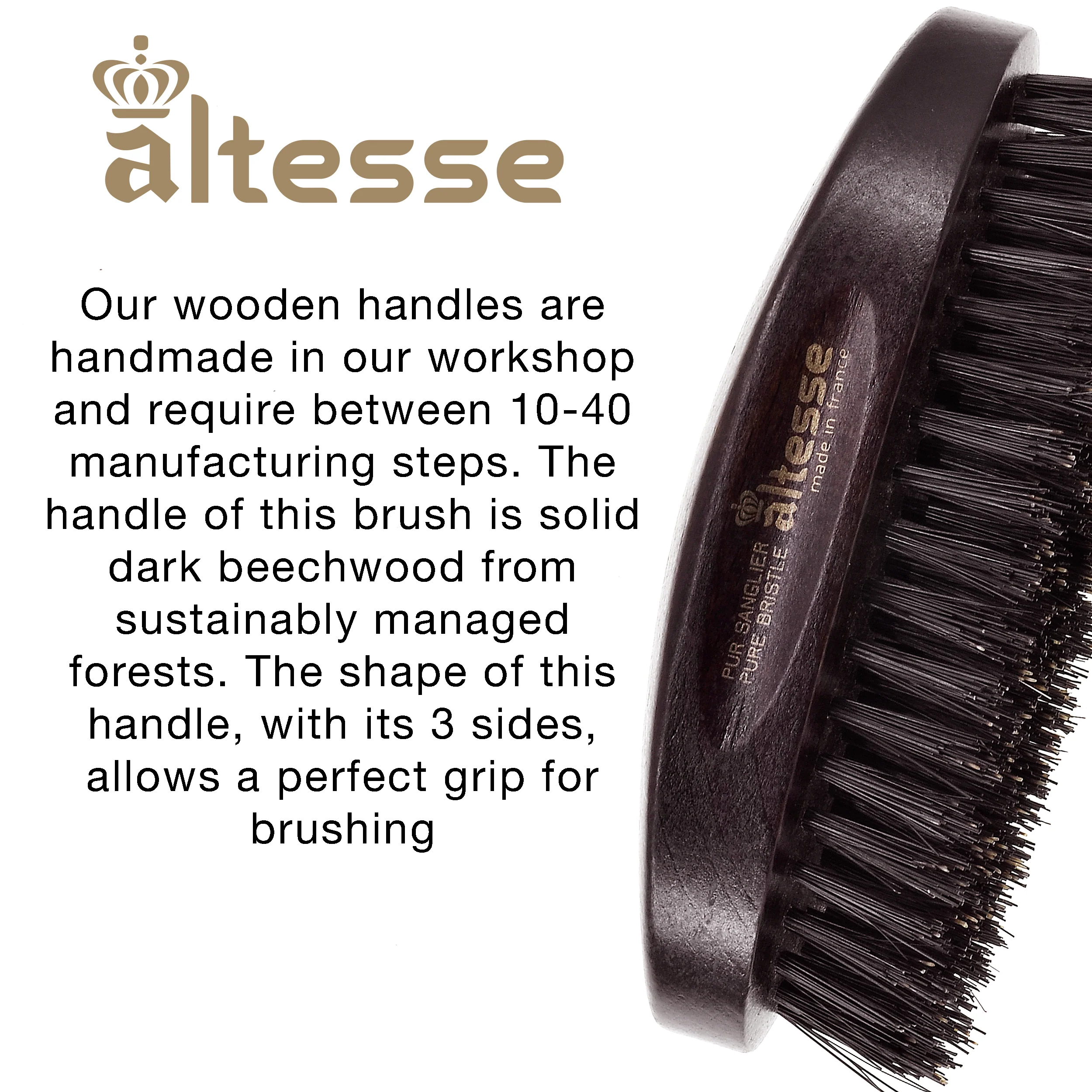 Military Boar Bristle Hair Brush for Hair, Beard, and Mustache - Image 4
