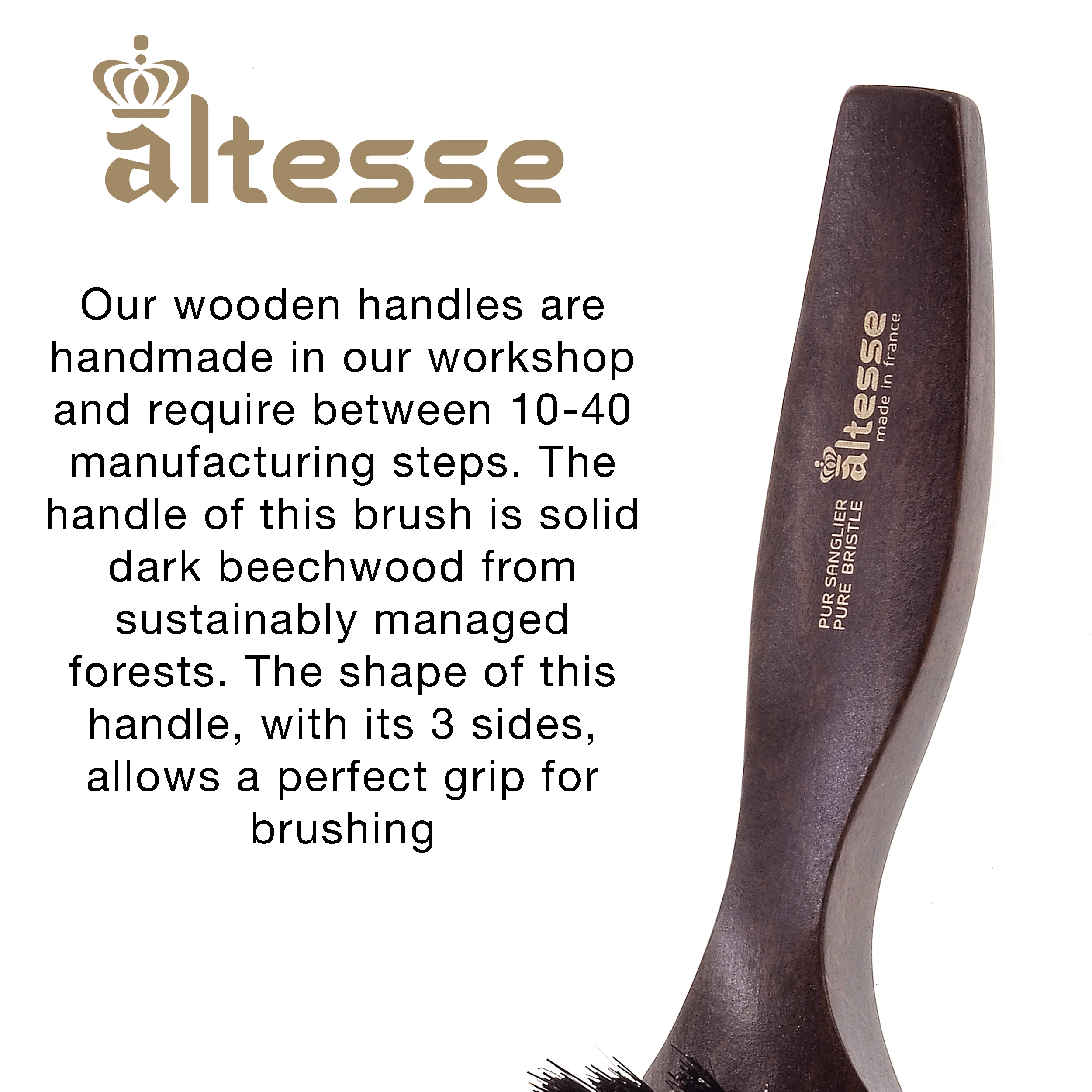 Narrow Natural Bristle Beechwood Hair Brush - Image 8