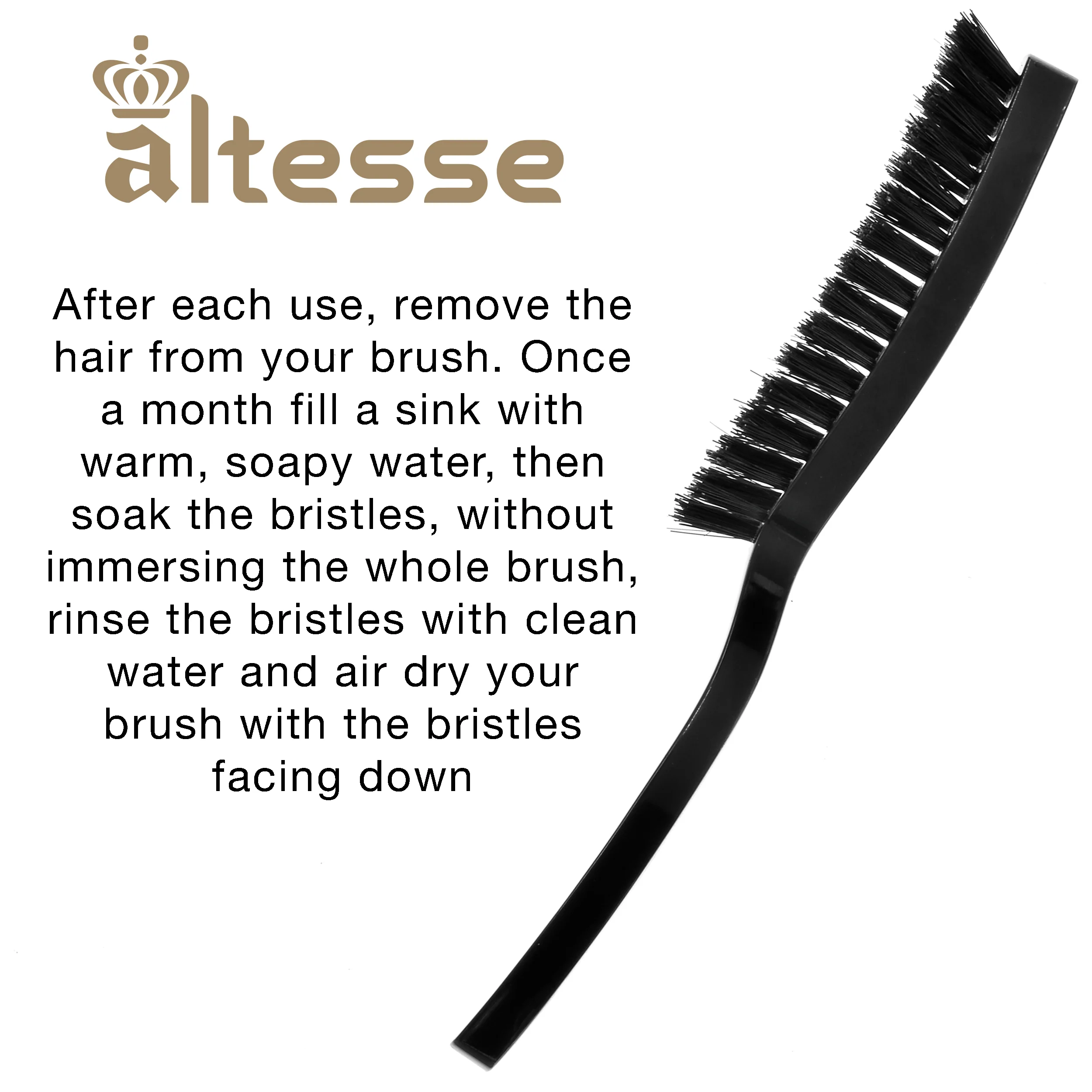 Narrow Natural Bristle Contoured Hair Brush - Image 3