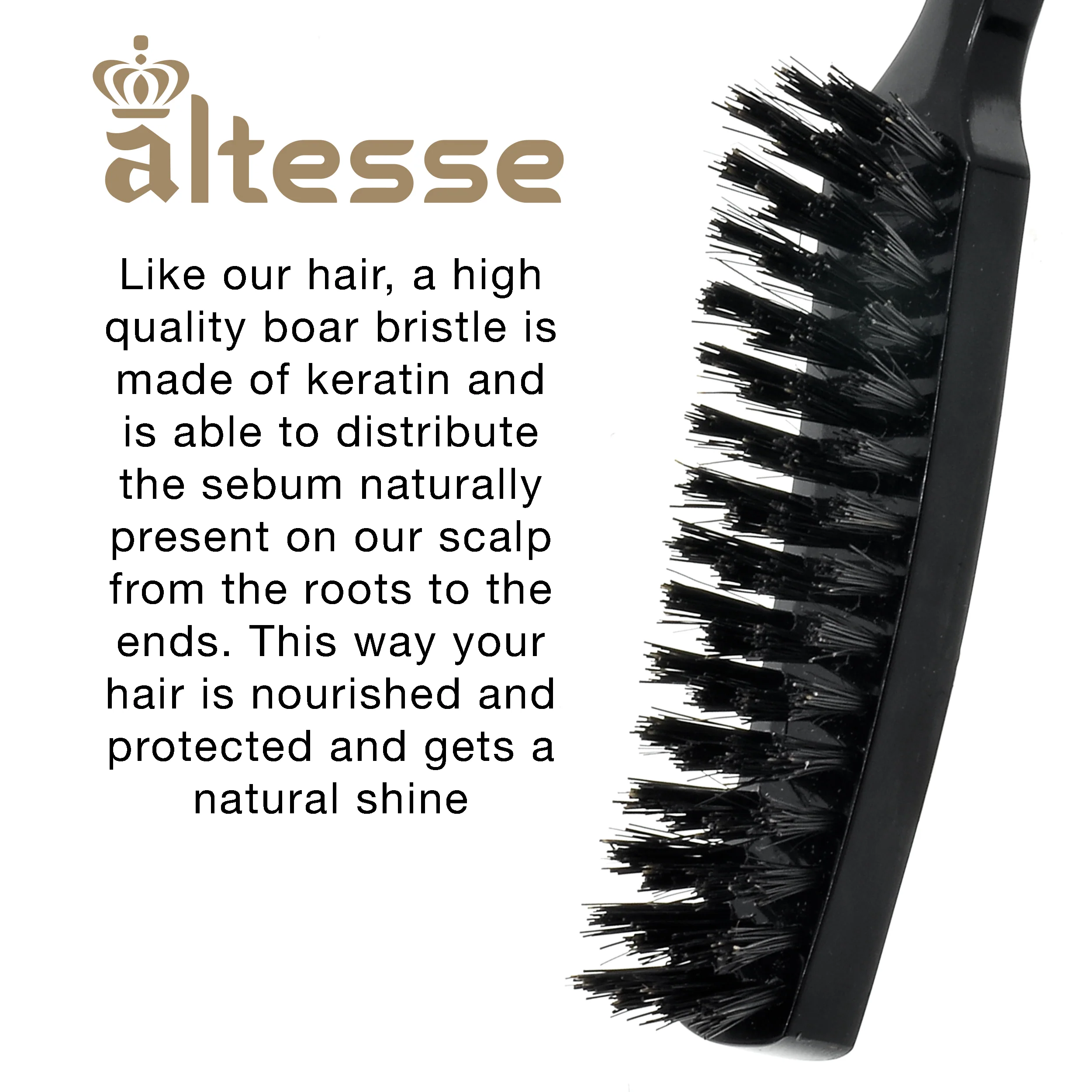 Narrow Natural Bristle Contoured Hair Brush - Image 4