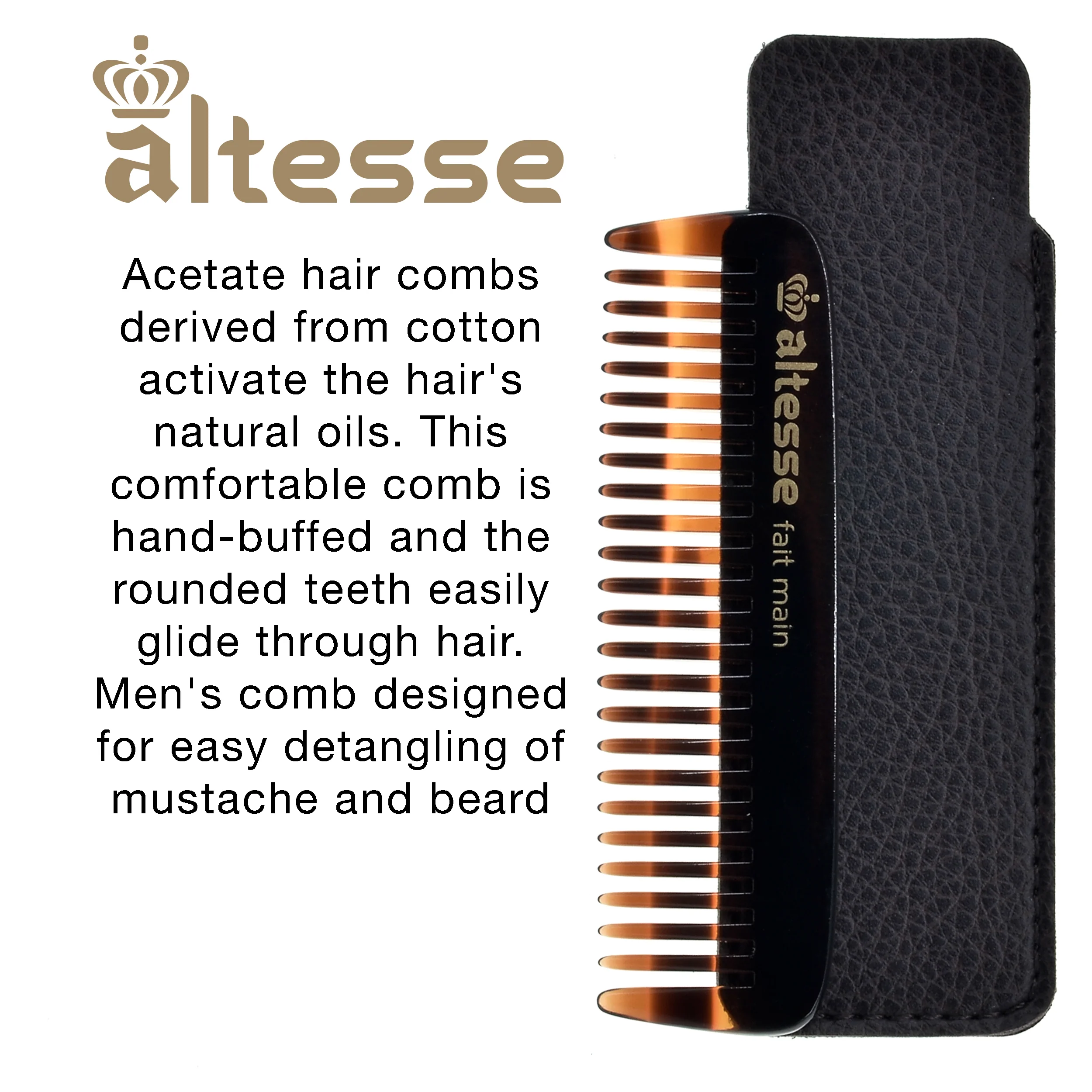 Small Wide Tooth Mustache and Beard Comb (3.5") - Image 3