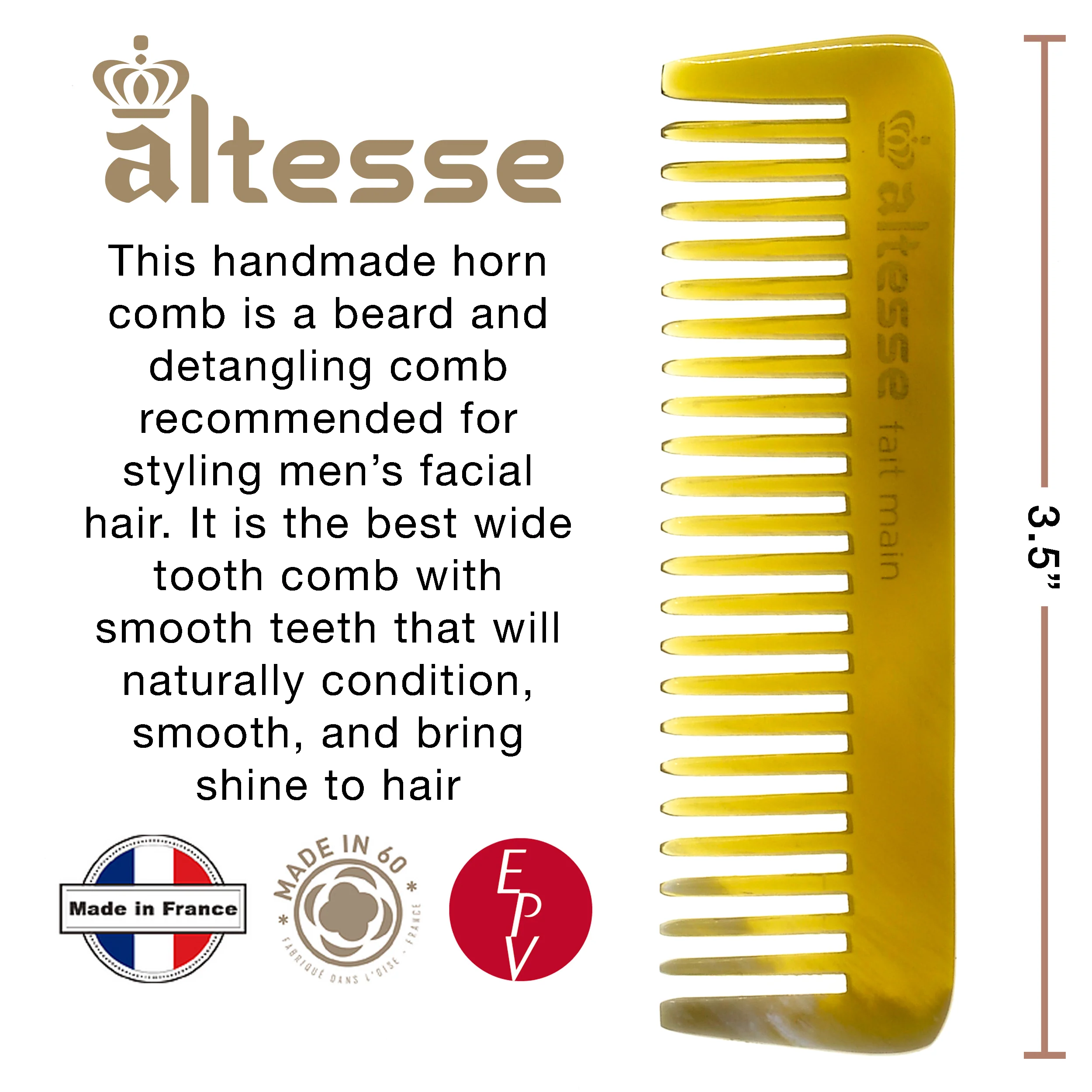 Small Wide Tooth Mustache and Beard Comb (3.5") - Image 7
