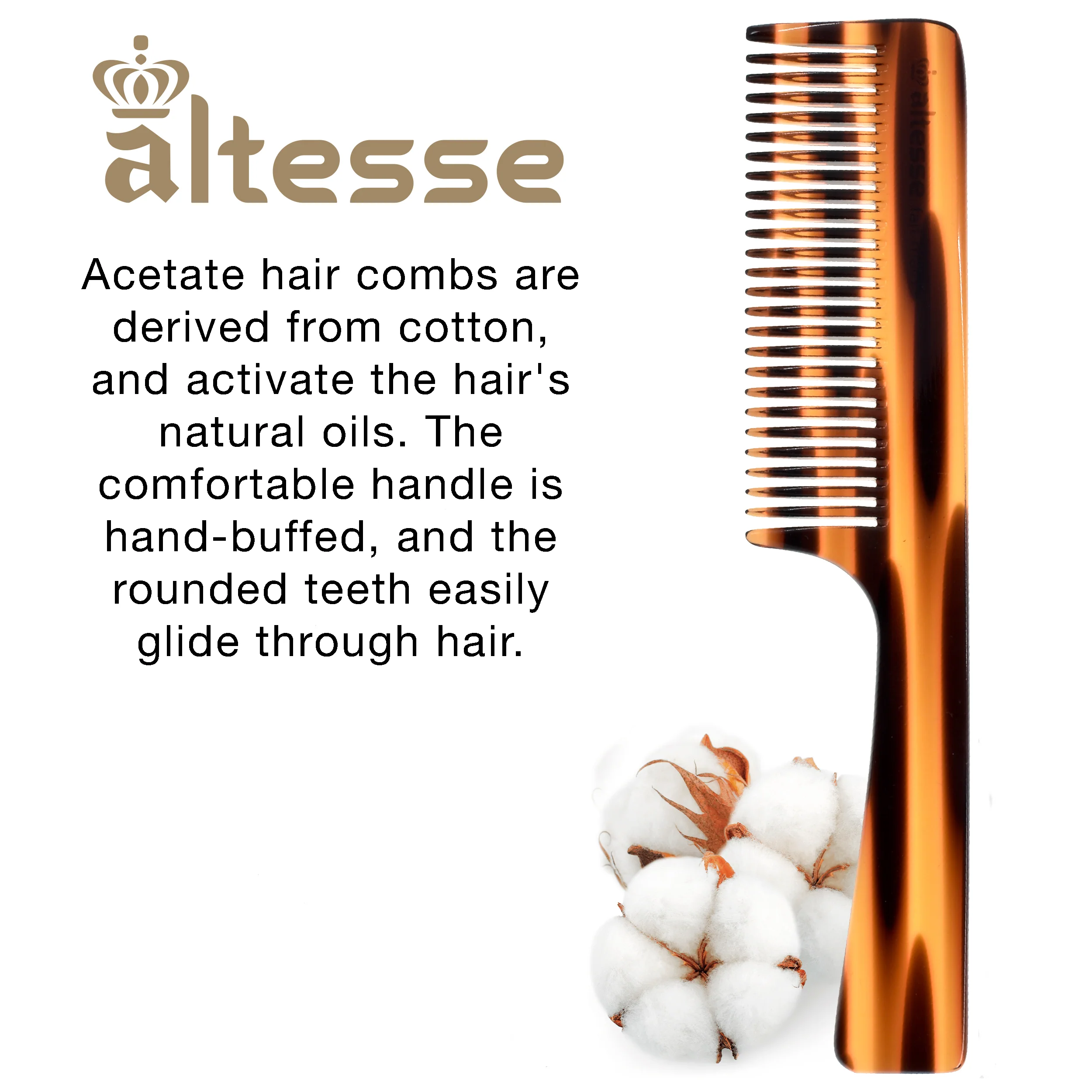 Wide Tooth Detangler Comb with Comfortable Handle (7.4") - Image 3