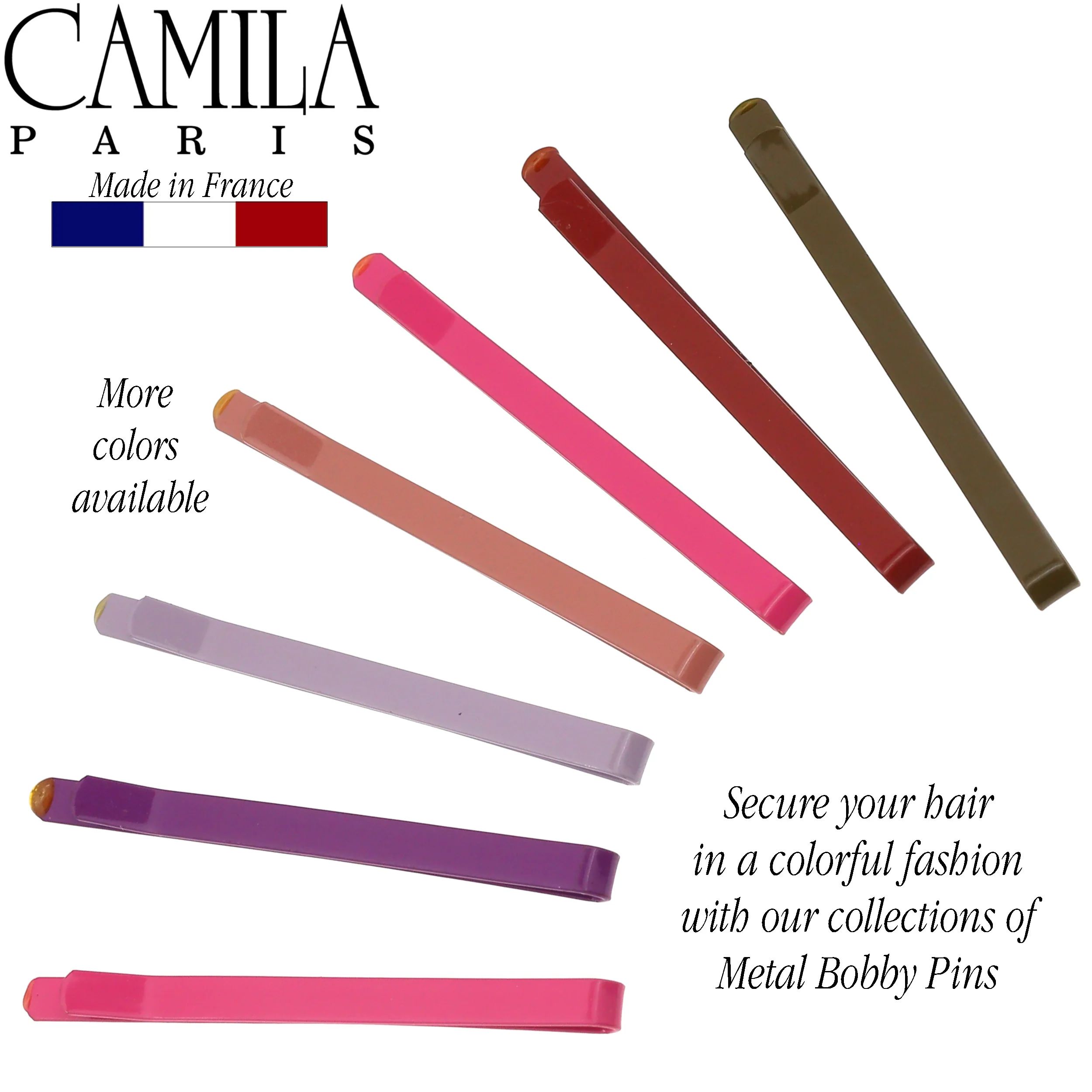 Camila Paris Thin Metal Hair Pins Slides - 7 Pack - Image 4