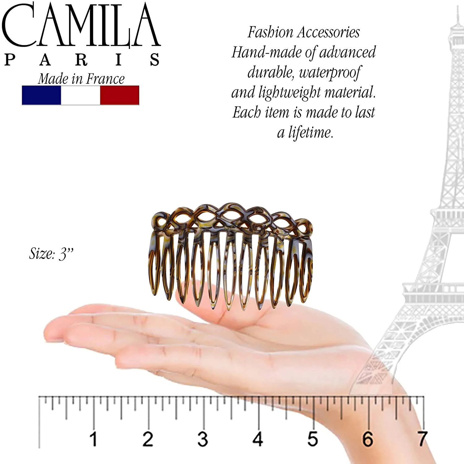 Camila Paris CP3140 Handmade French Hair Side Comb - Image 14
