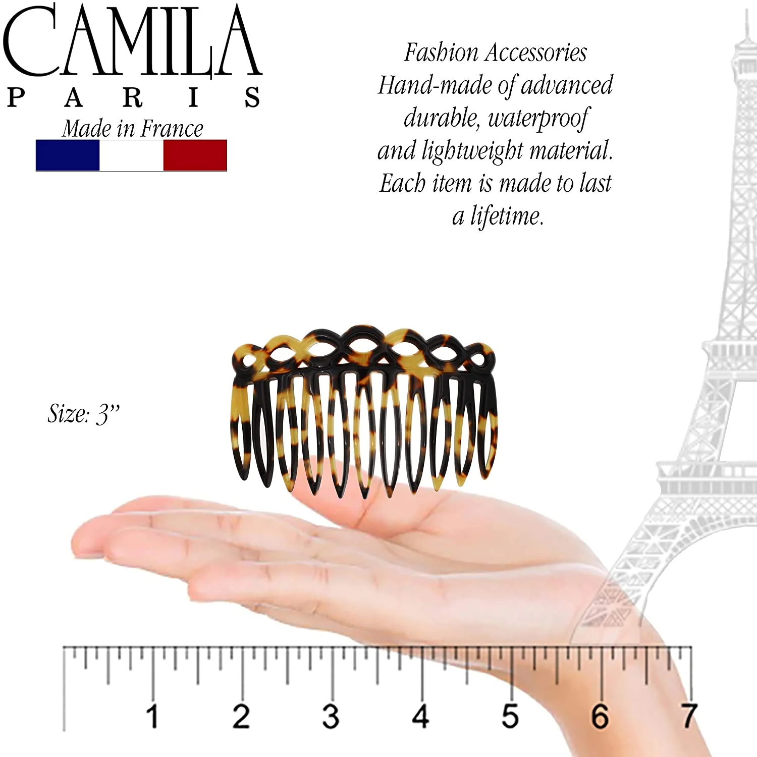Camila Paris CP3140 Handmade French Hair Side Comb - Image 8