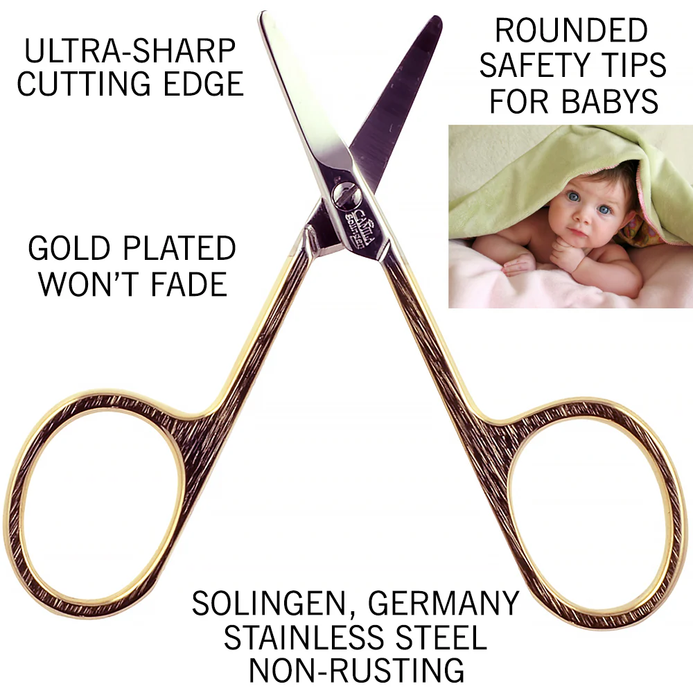 3" Gold Plated Rounded Tip Baby Scissors - Image 2