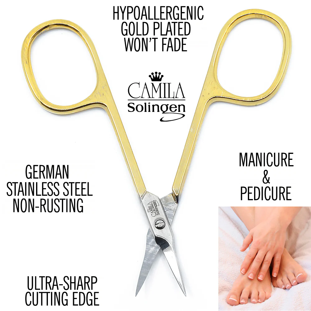 3.5" Gold Plated Curved Precision Tip Cuticle Scissors - Image 2
