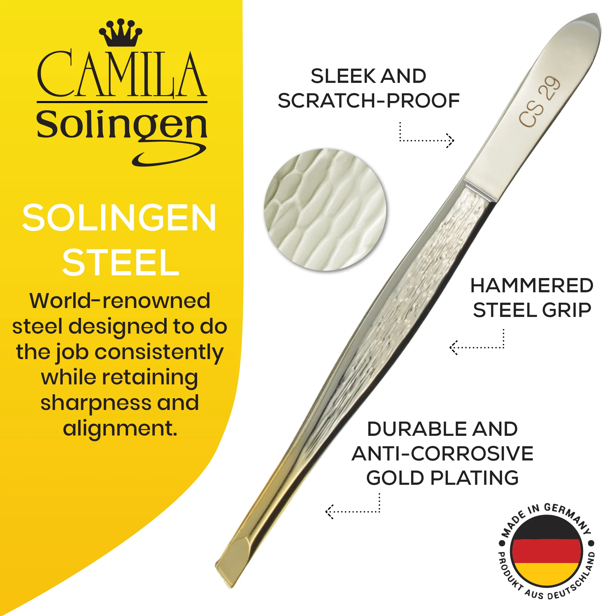 3.5" Gold Plated Slanted Tip Tweezers - Image 2