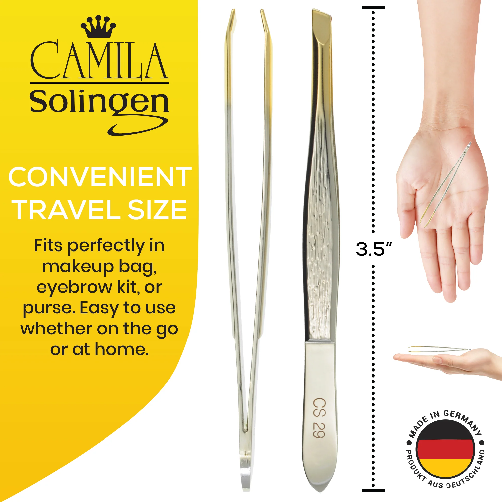 3.5" Gold Plated Slanted Tip Tweezers - Image 3