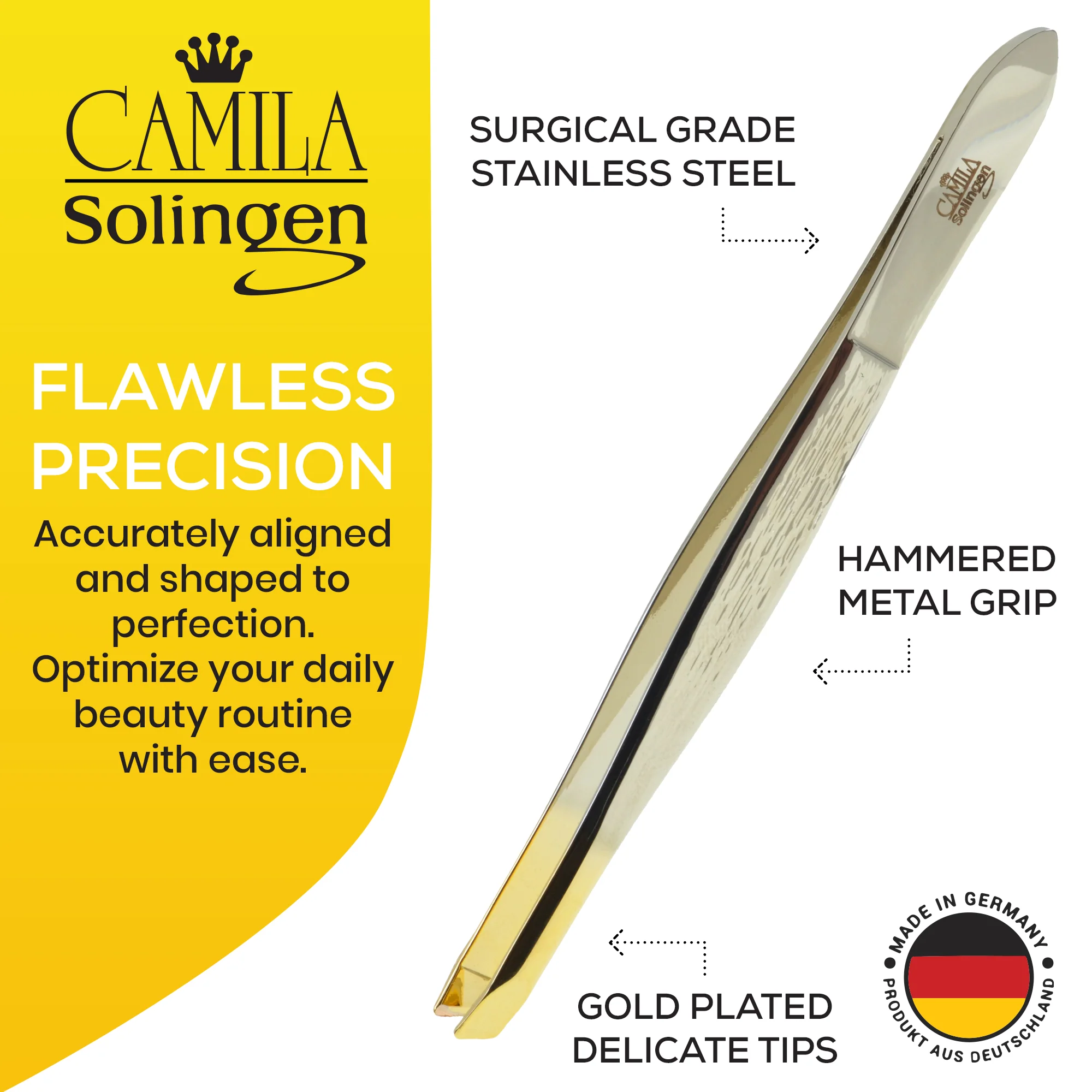 3.5" Gold Plated Slanted Tip Tweezers - Image 5