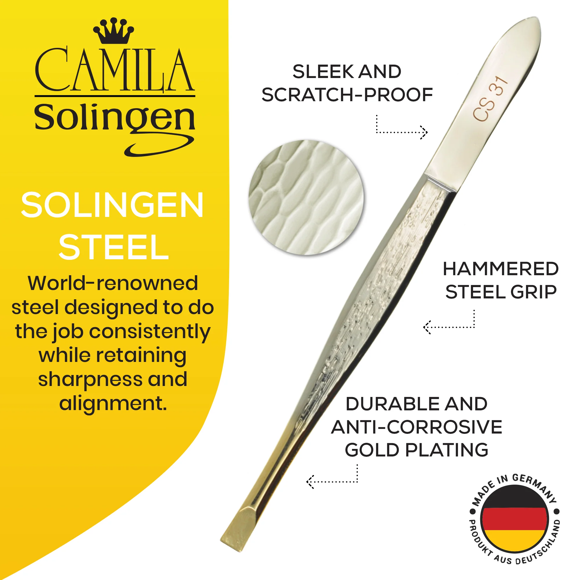 3.5" Gold Plated Straight Tip Tweezers - Image 2