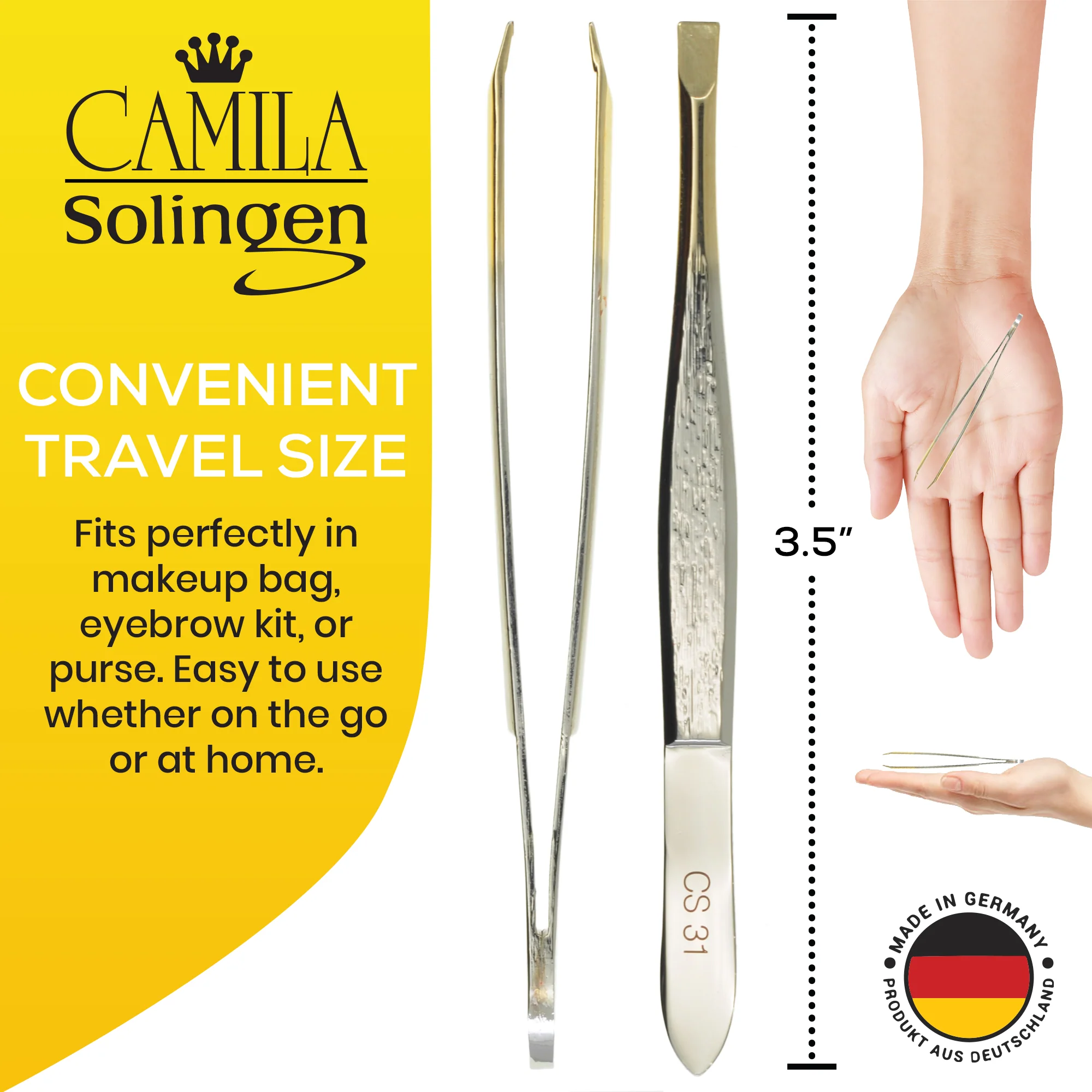 3.5" Gold Plated Straight Tip Tweezers - Image 3