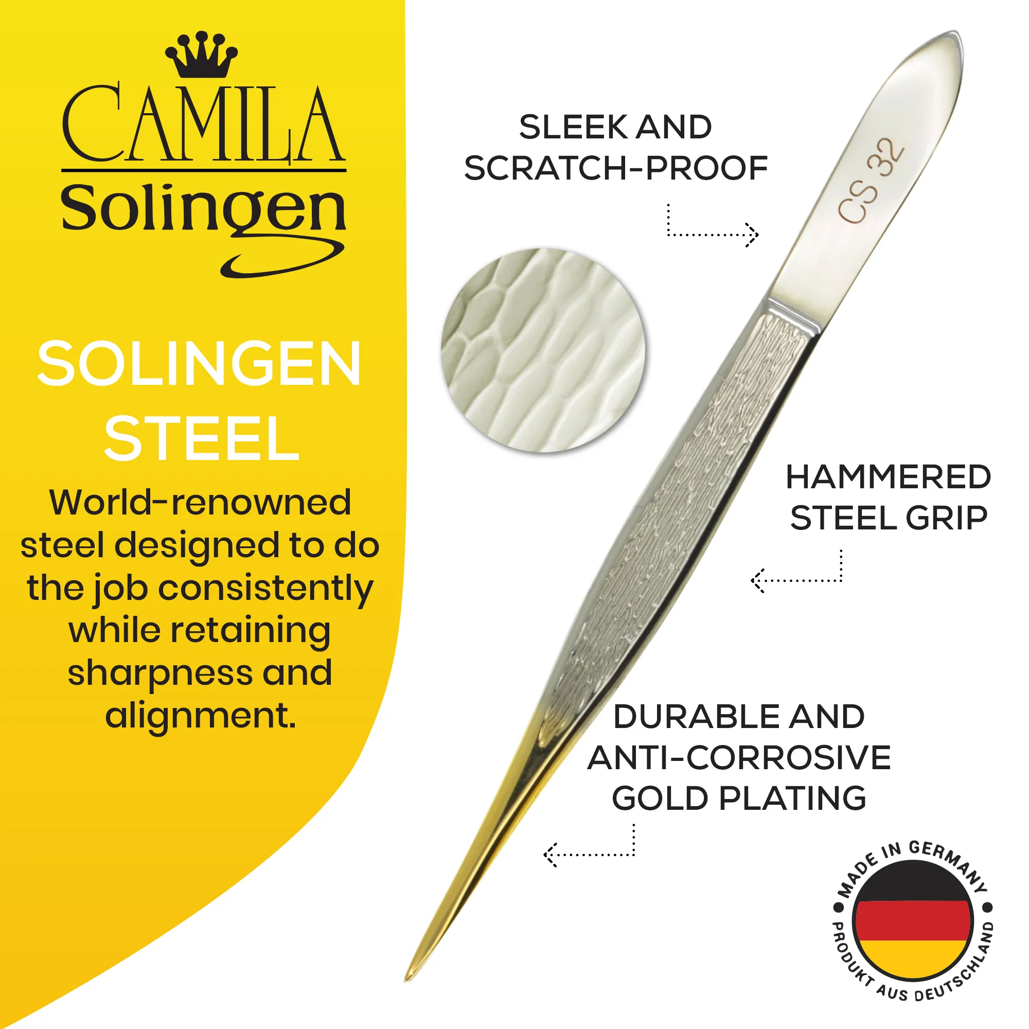 3.5" Gold Plated Pointed Tip Tweezers - Image 2