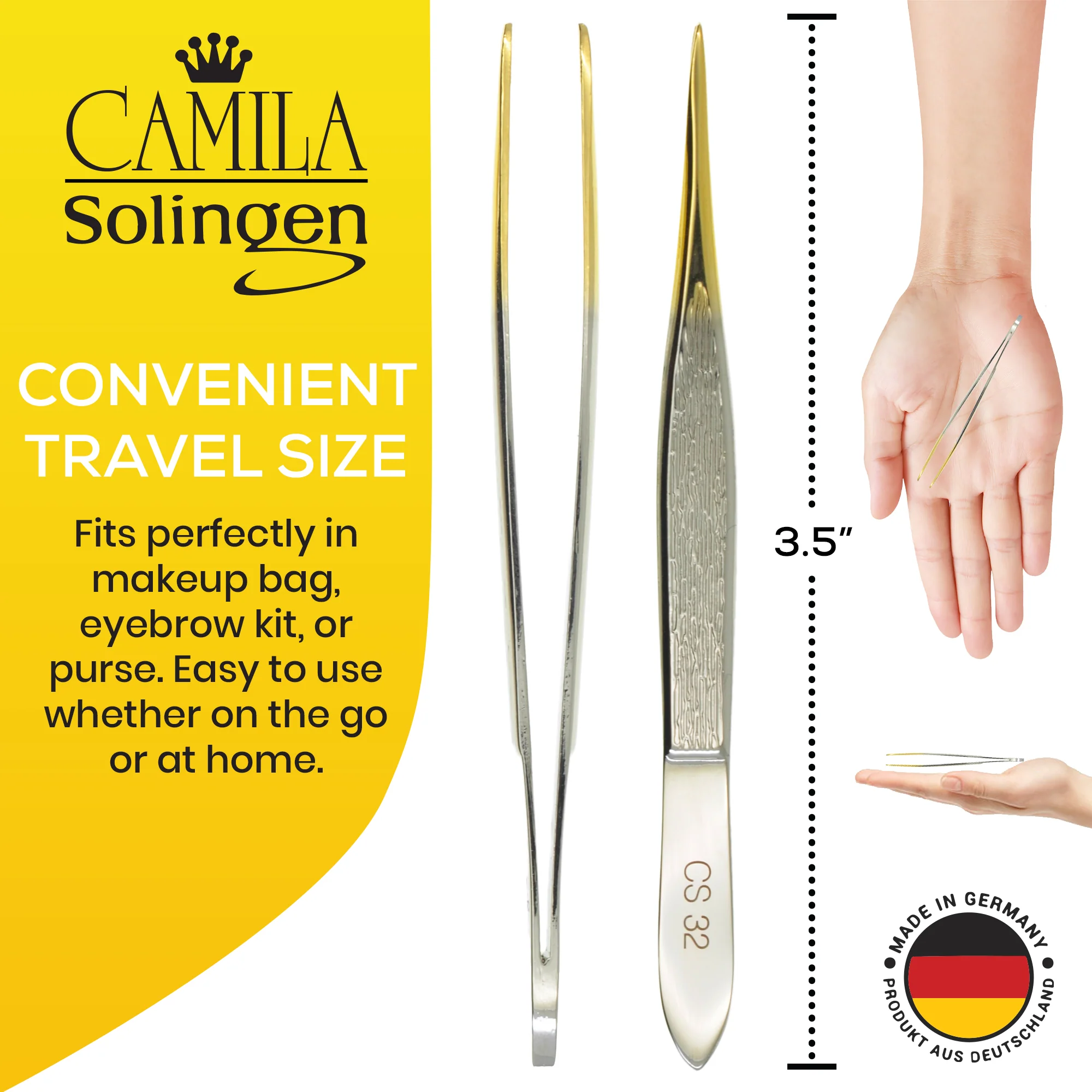 3.5" Gold Plated Pointed Tip Tweezers - Image 3