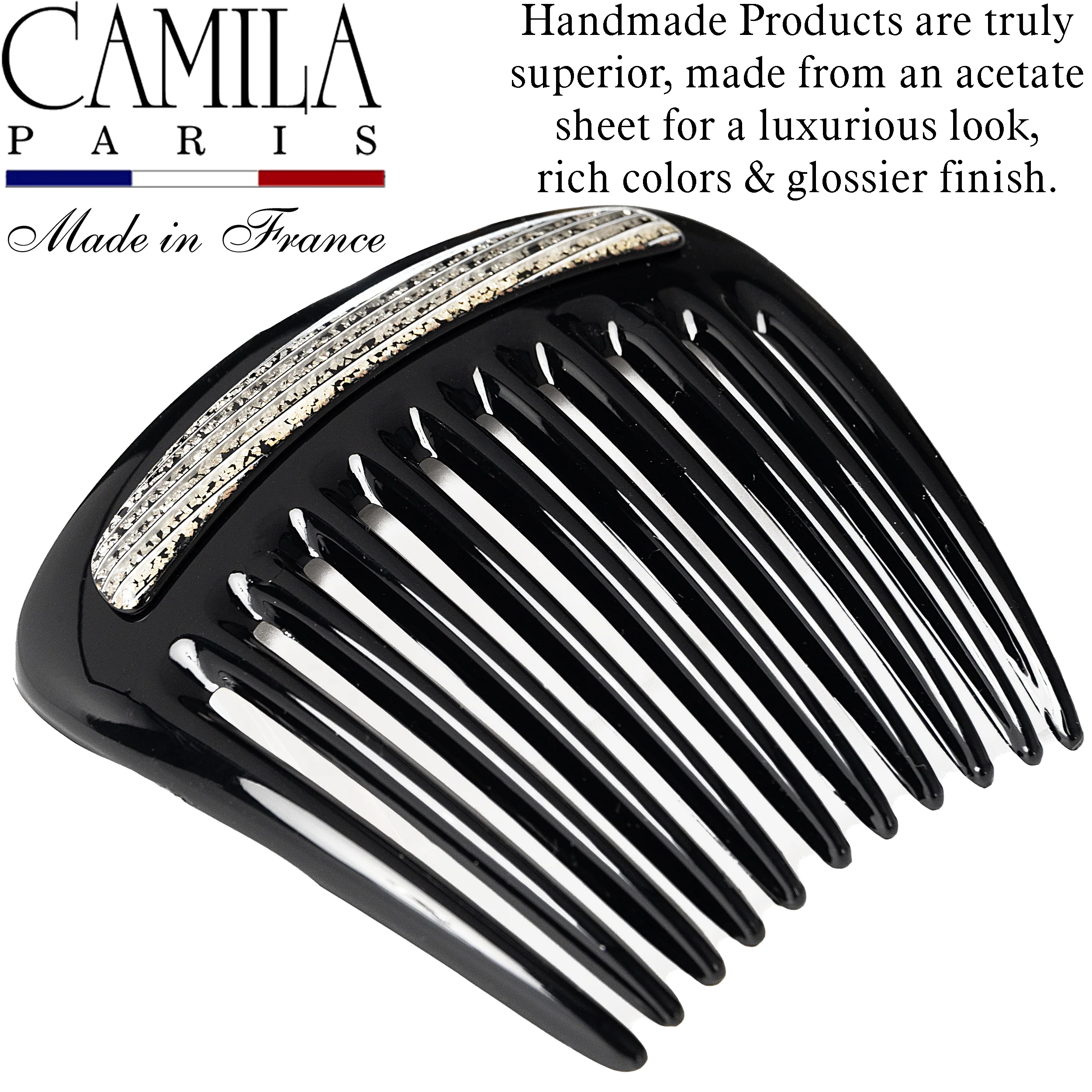 Charlotte Small Decorative Hair Side Comb Made in France - Image 19