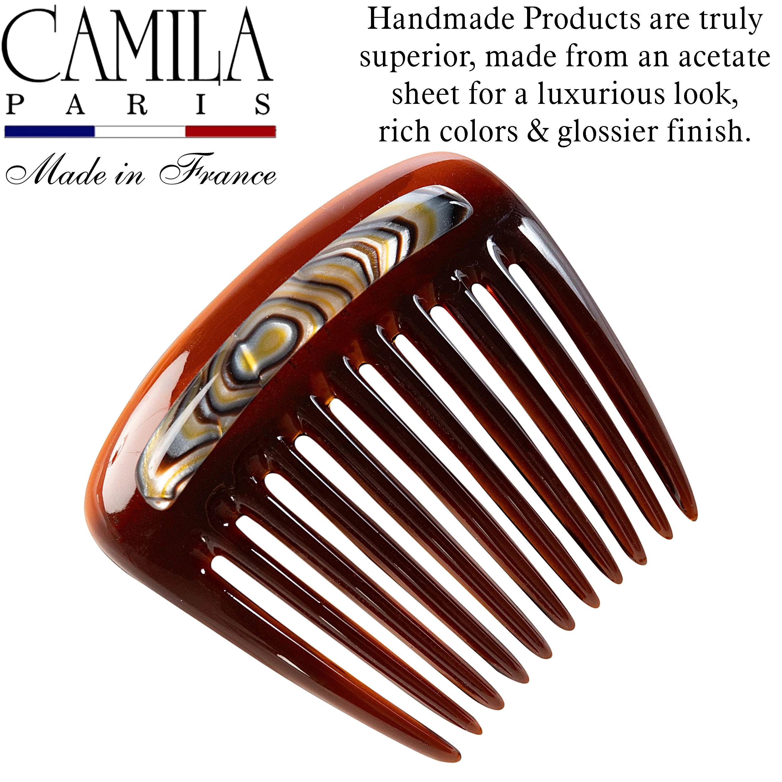 Charlotte Small Decorative Hair Side Comb Made in France - Image 2