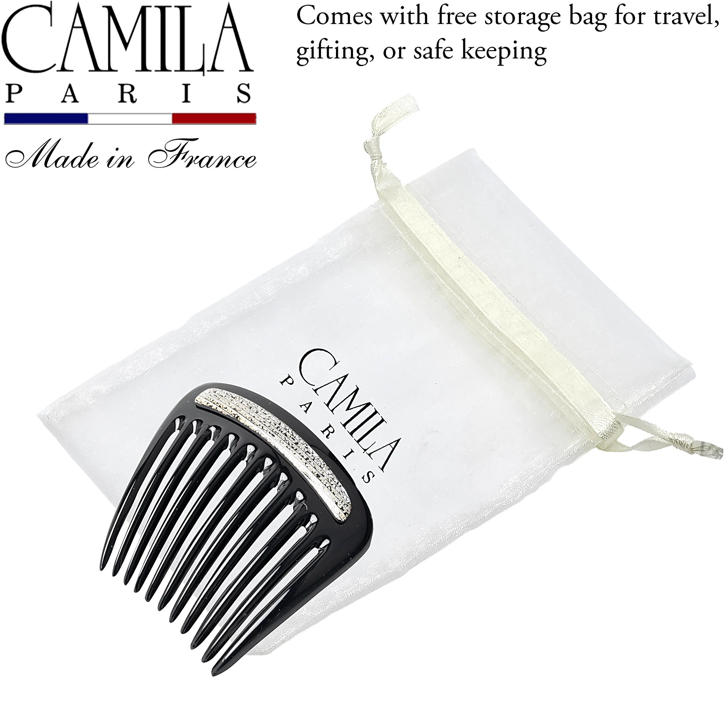 Charlotte Small Decorative Hair Side Comb Made in France - Image 22