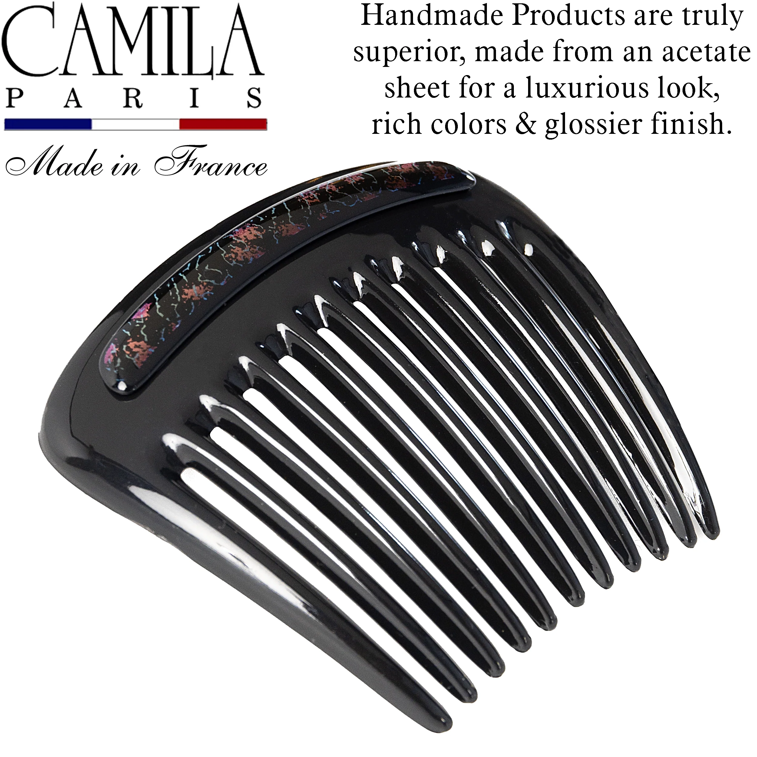 Charlotte Small Decorative Hair Side Comb Made in France - Image 24