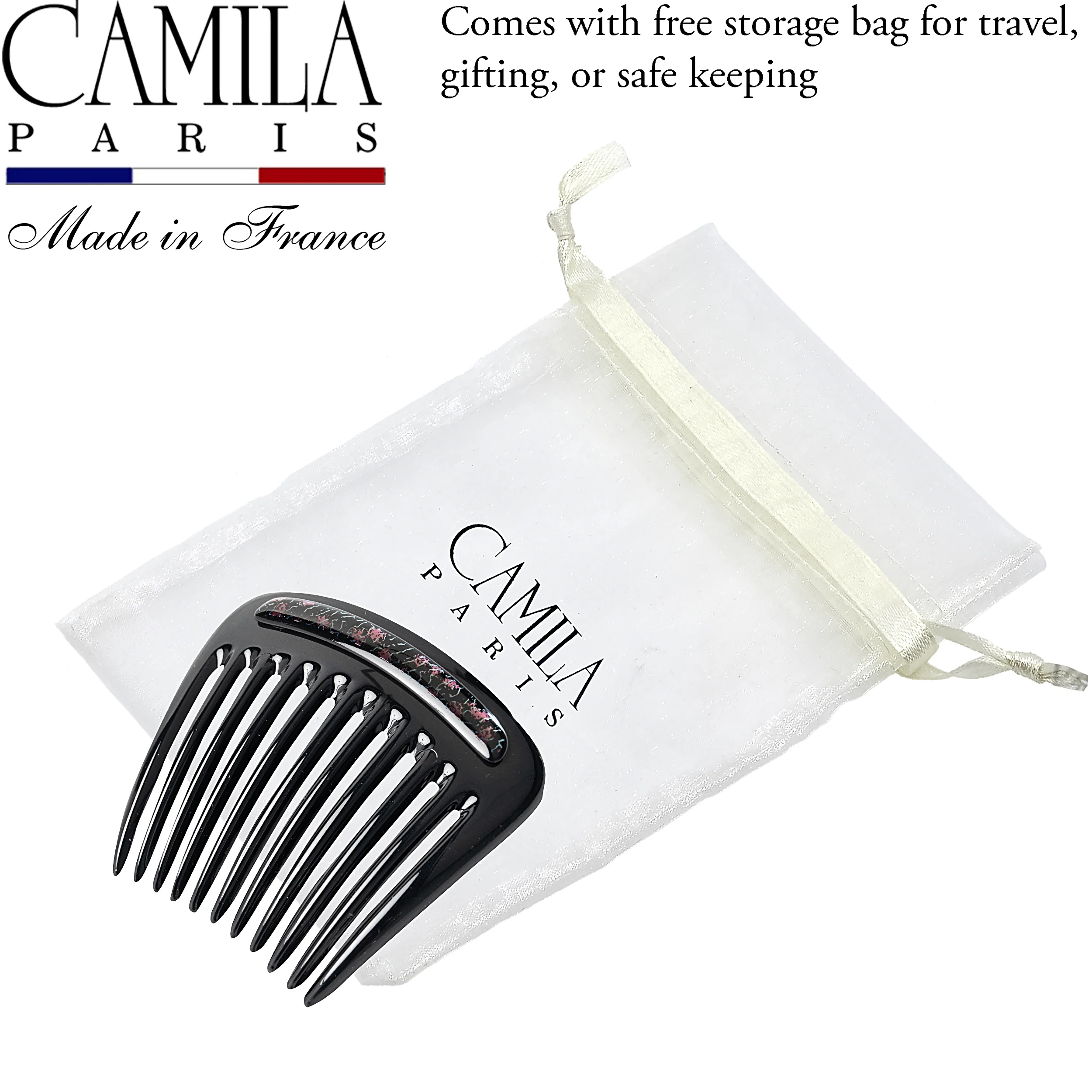 Charlotte Small Decorative Hair Side Comb Made in France - Image 27