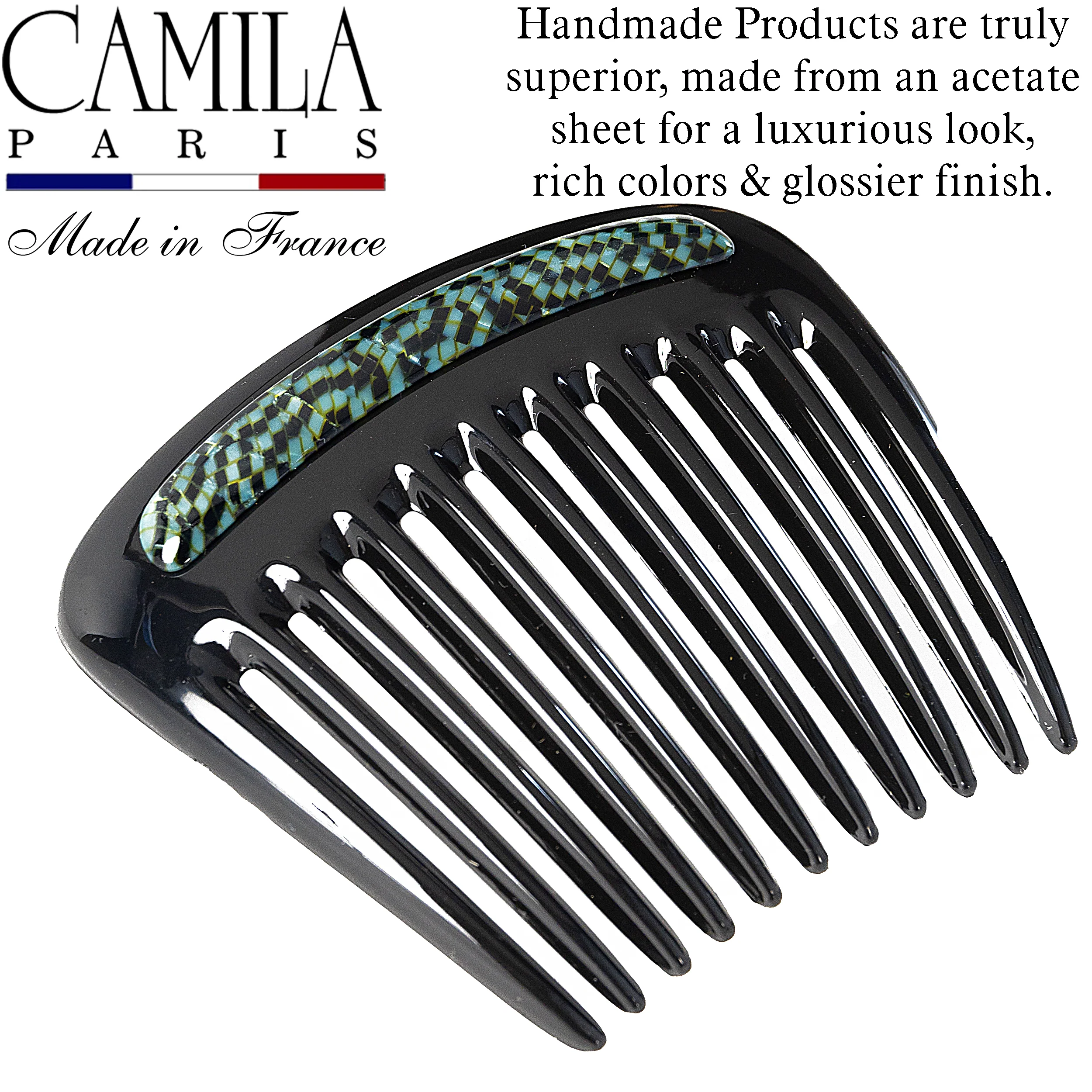Charlotte Small Decorative Hair Side Comb Made in France - Image 29