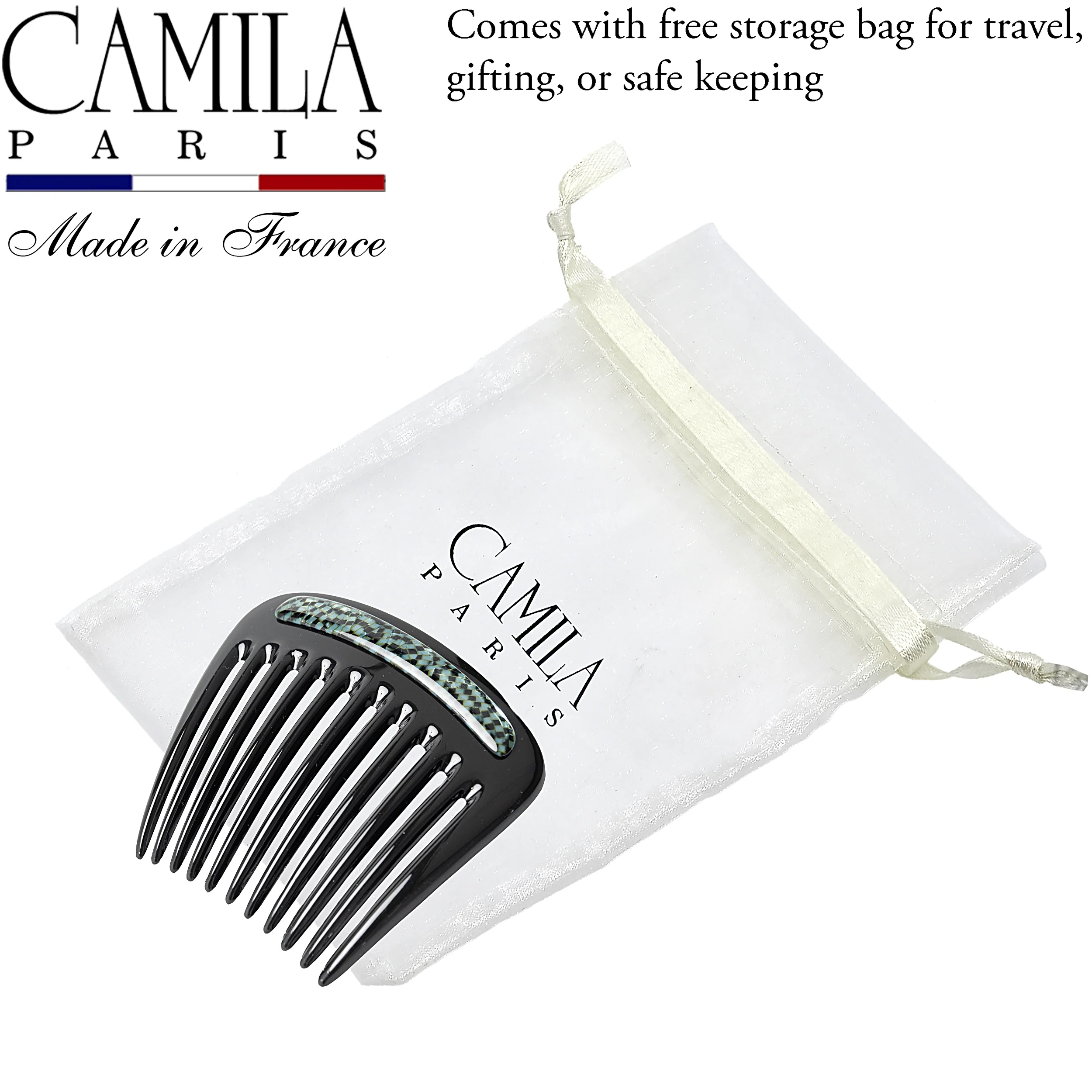 Charlotte Small Decorative Hair Side Comb Made in France - Image 33