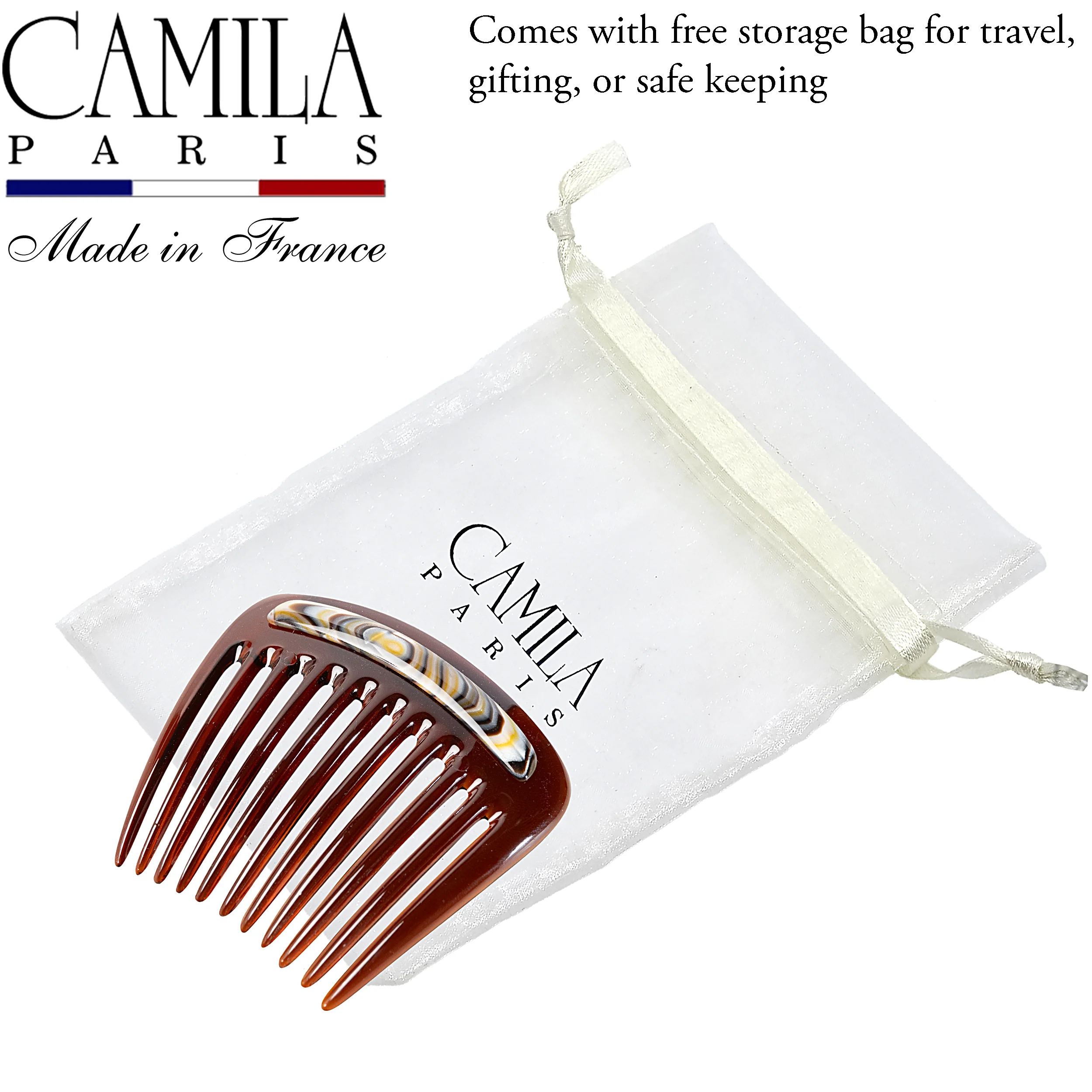 Charlotte Small Decorative Hair Side Comb Made in France - Image 6