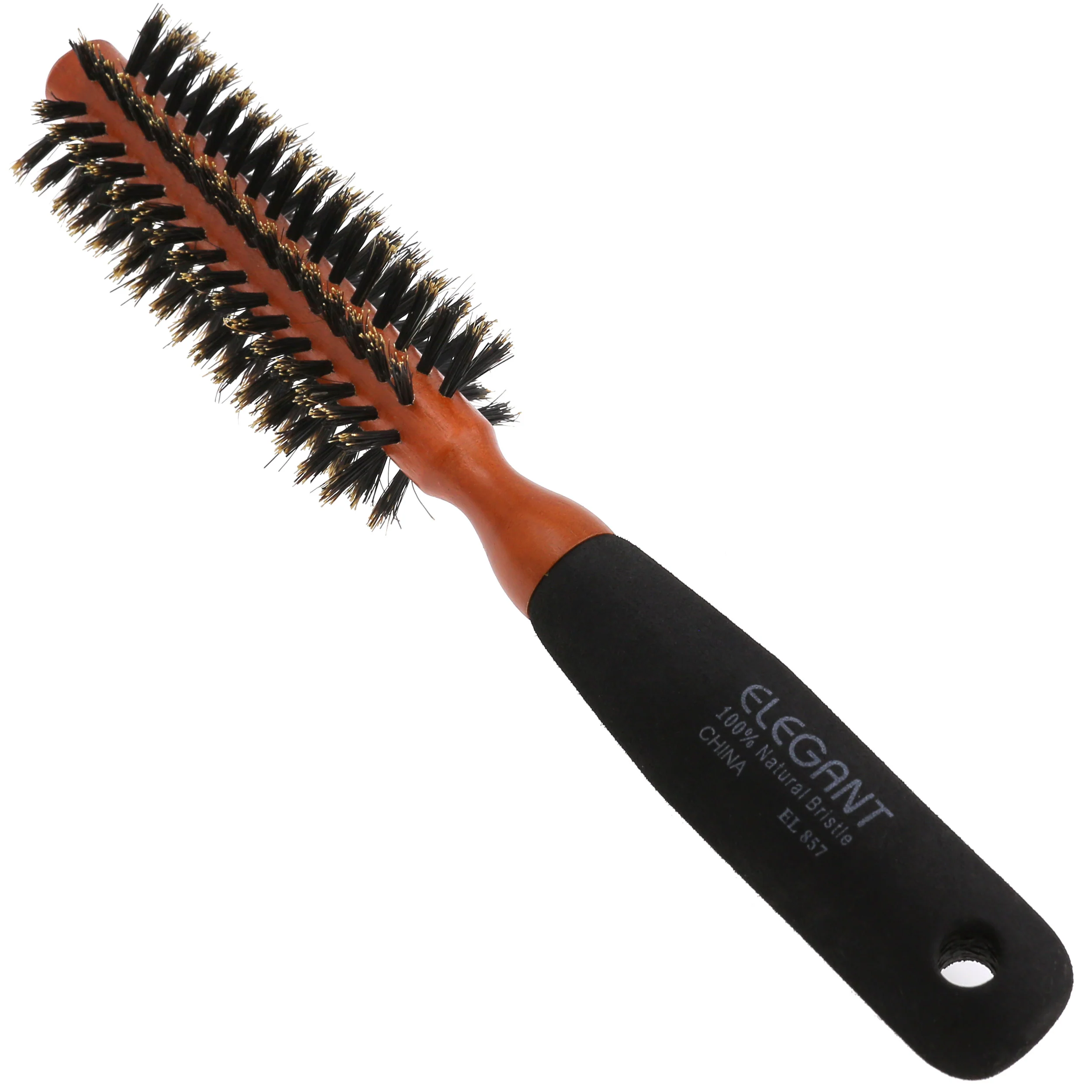 1.5" Natural Bristle Round Hair Brush with Foam Handle - Image 4