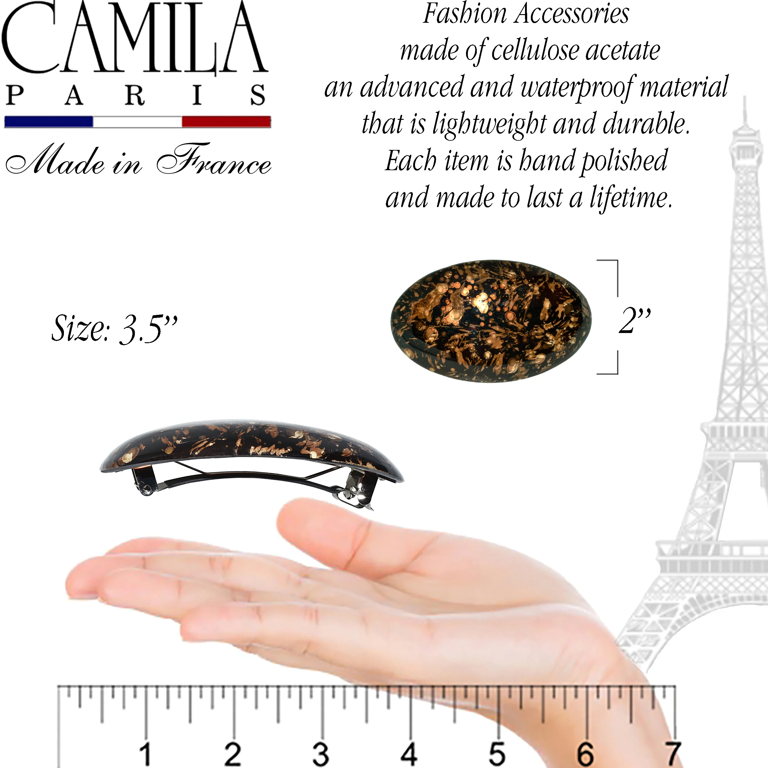 Emily Medium Oval Barrette Made in France - Image 4