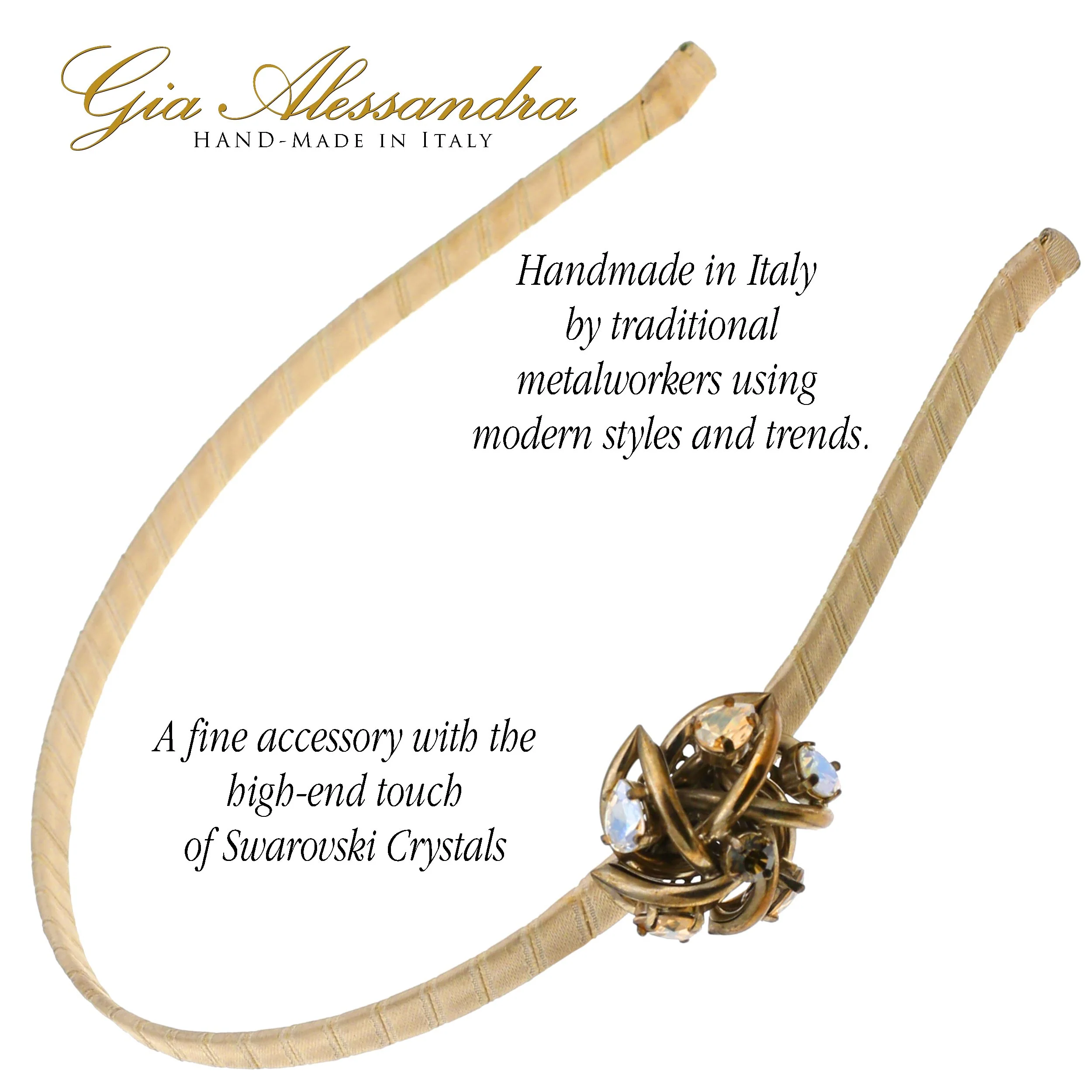 Beige Brass Star Metal Headband with Swarovski Crystals - Image 5